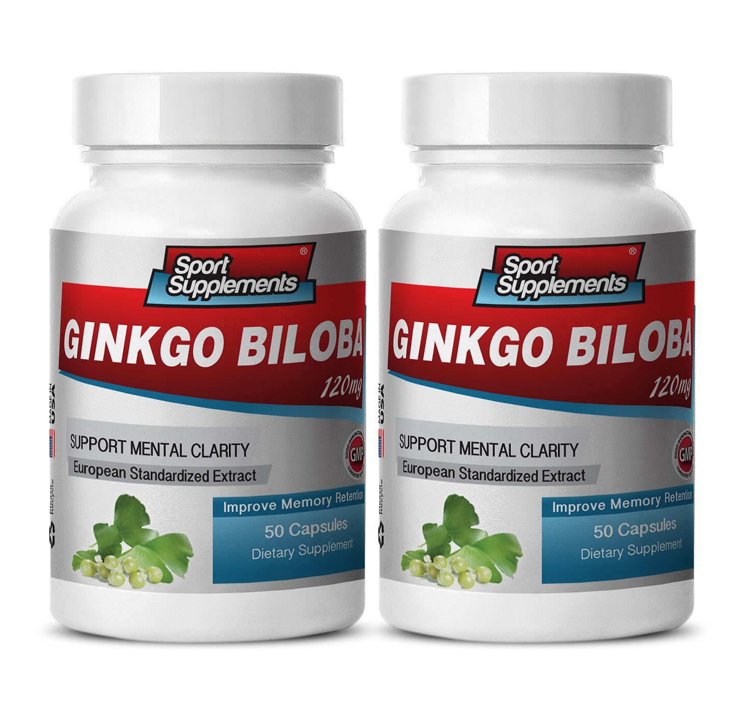 Sport Supplements Ginkgo Biloba 120mg Memory Support Capsule, 120 Count