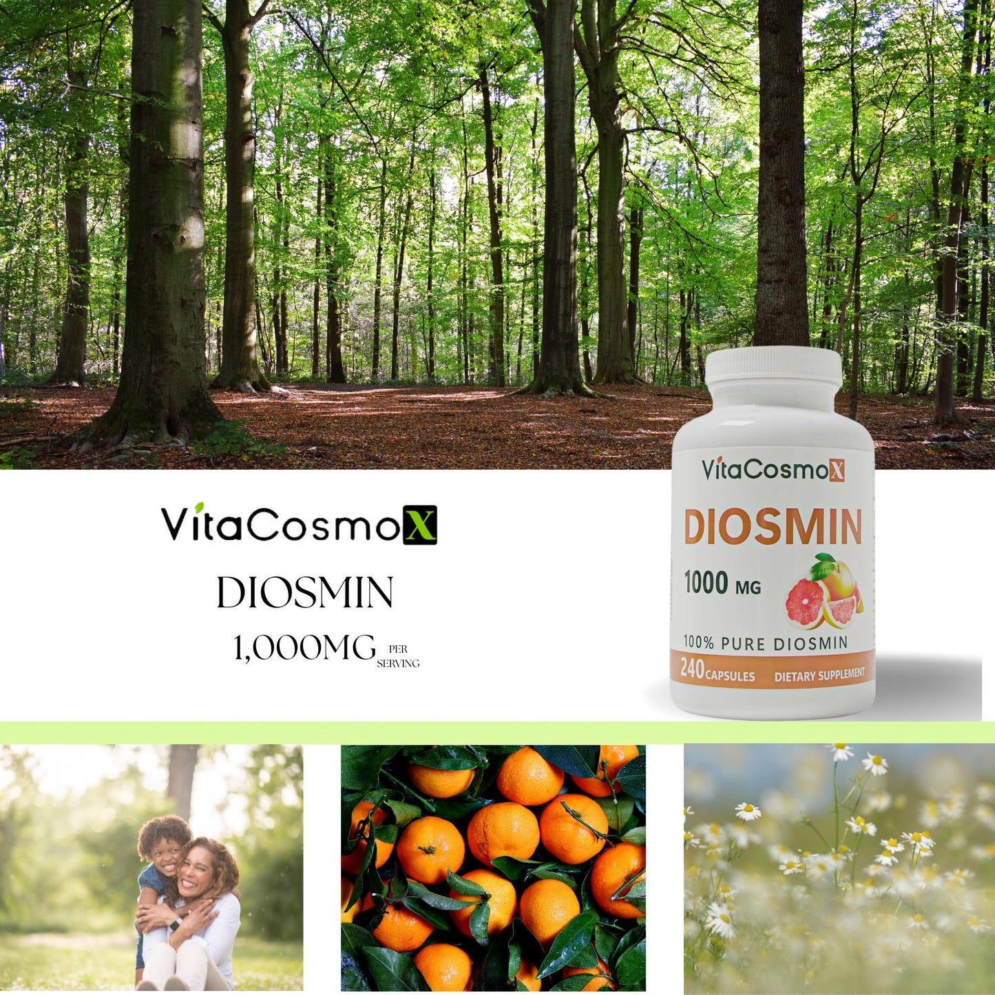 VitaCosmoX Diosmin Capsules 120 Count