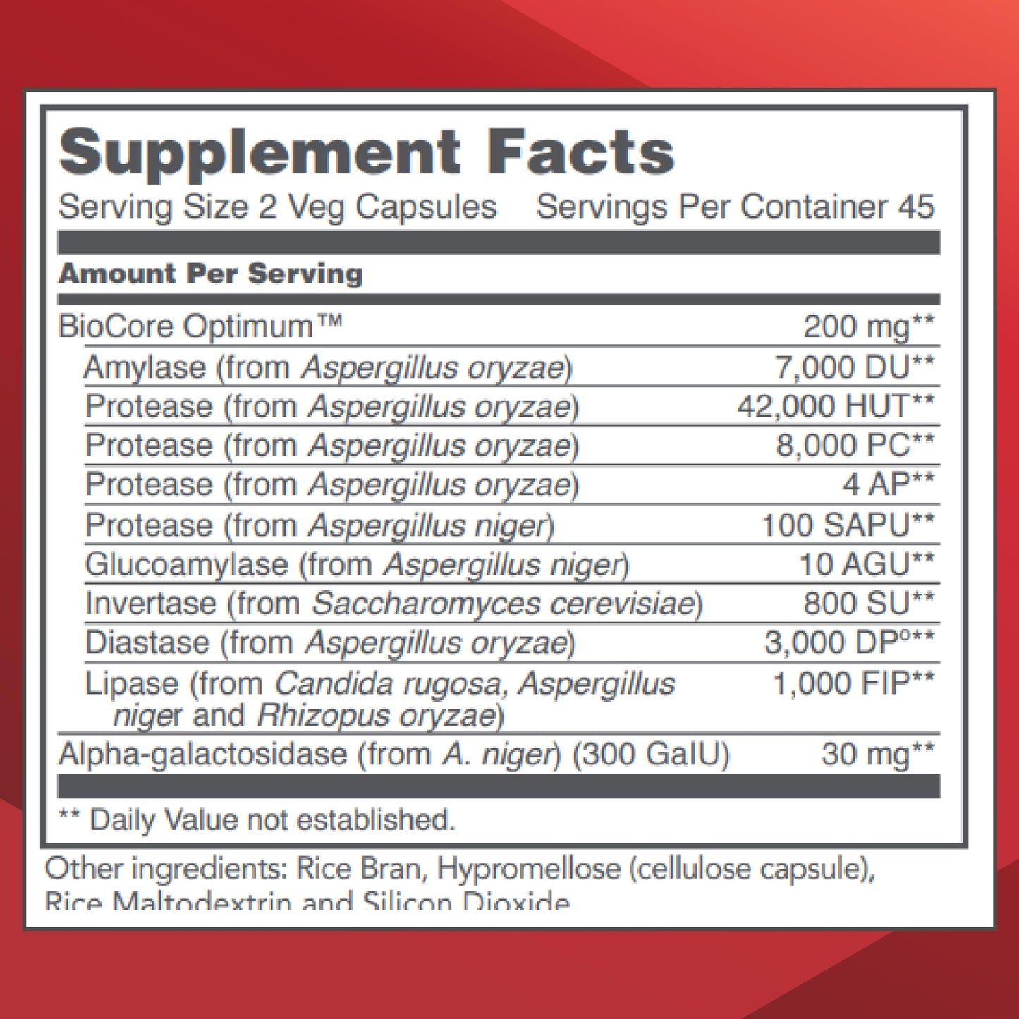 PROTOCOL FOR LIFE BALANCE BioCore Enhanced Enzymes Capsules 90