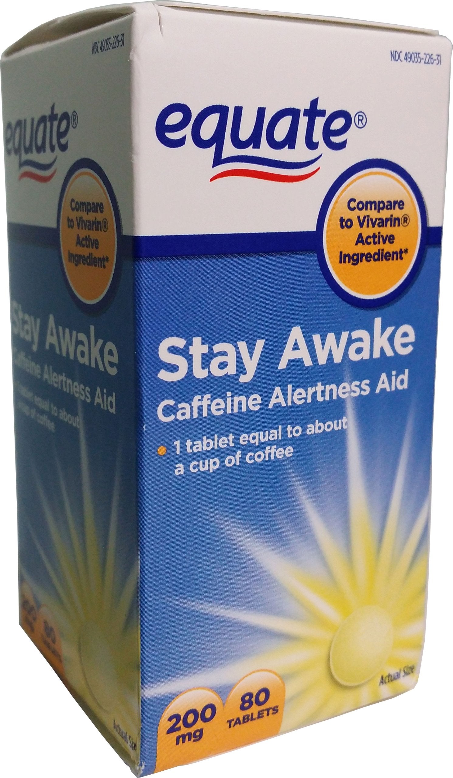 Equate Stay Awake Caffeine Alertness Aid Tablet, 80 Tablets
