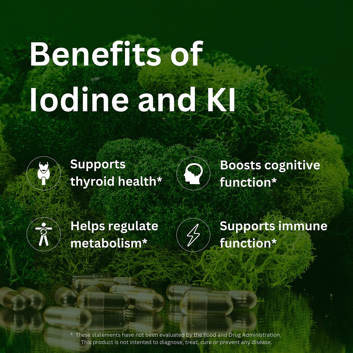 NYOUTROPICS Nootropic Iodine Supplement Capsules, 180 Count