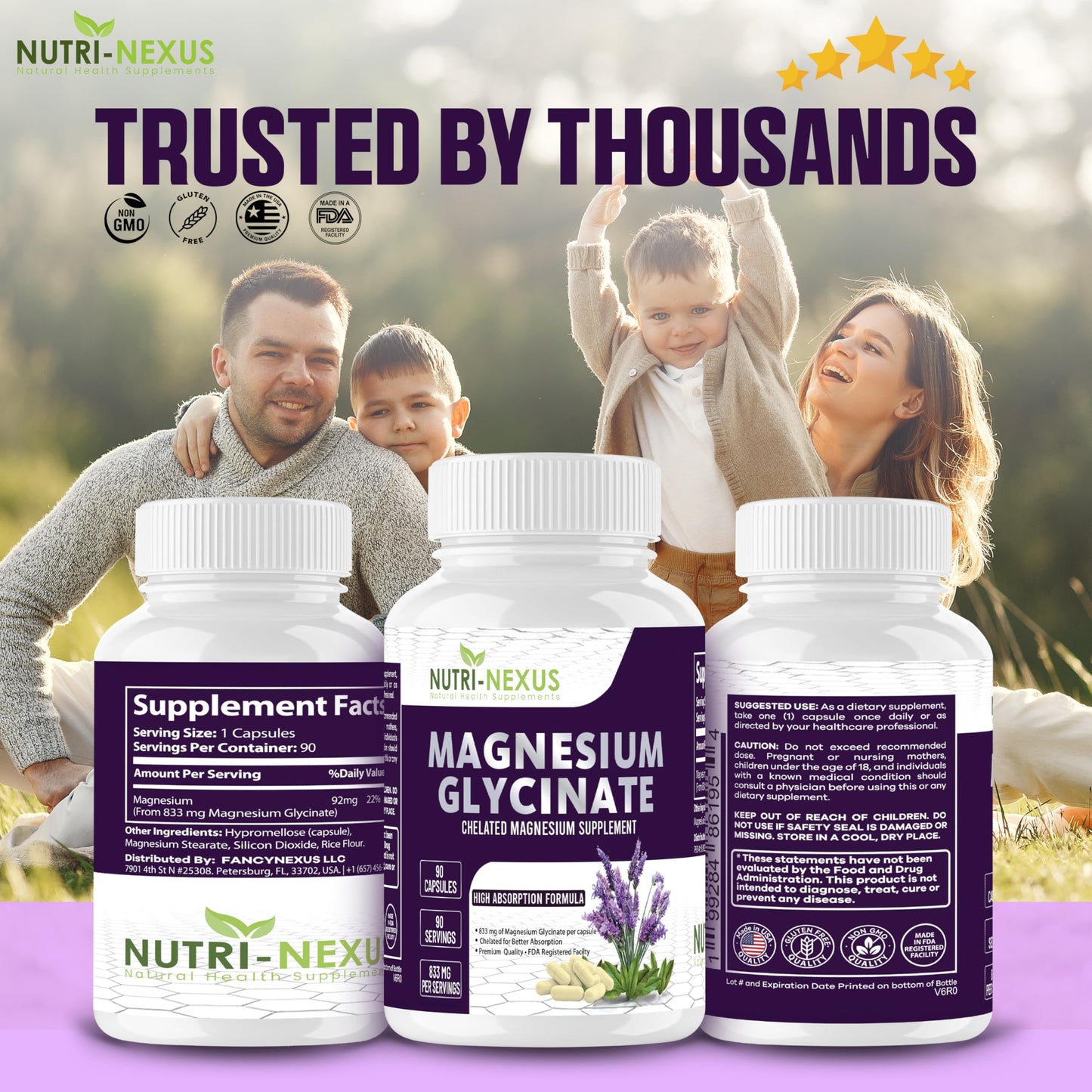 NUTRI-NEXUS Magnesium Glycinate 833mg Capsule, 90 Count