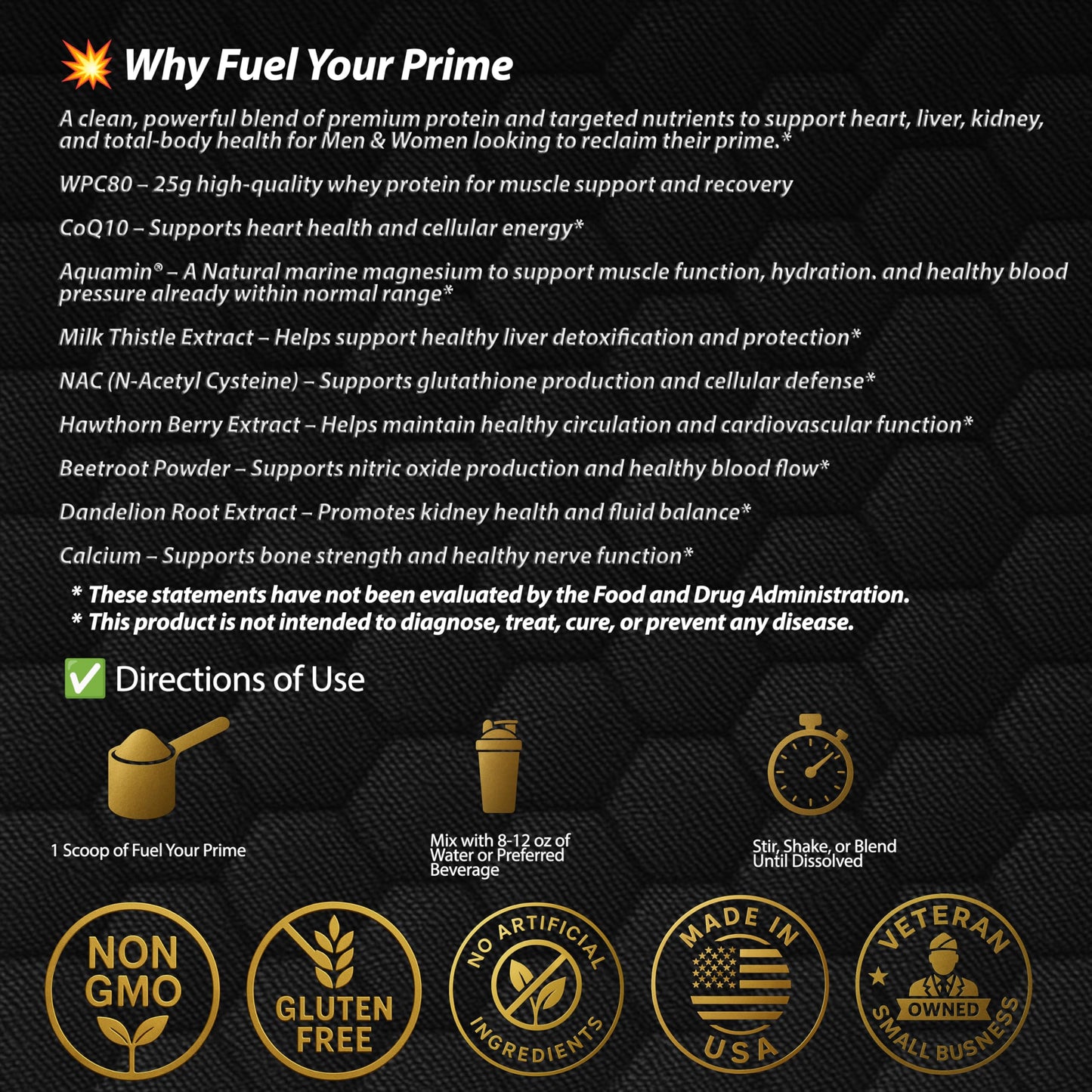 Prime Age Nutrition Whey Protein Powder, Chocolate Flavor, with CoQ10 and Magnesium, Supports Circulation & Liver Function, 24.4 oz