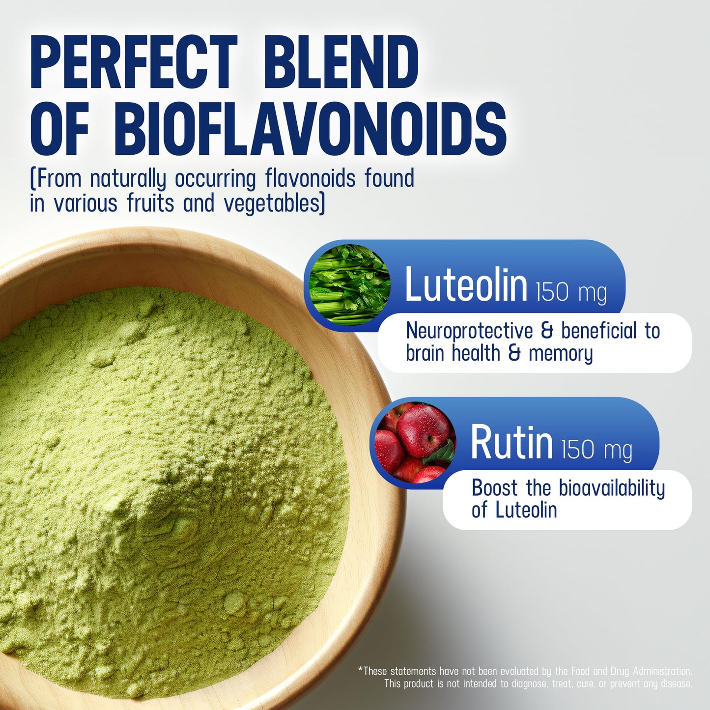 Luti Lutimax Luteolin Complex Powder Brain Supplement with Rutin - Nootropic Brain Supplements for Memory and Focus to Improve Brain Health - Antioxidant Supplement for Immune Support, Powder, 1.05 Ounce