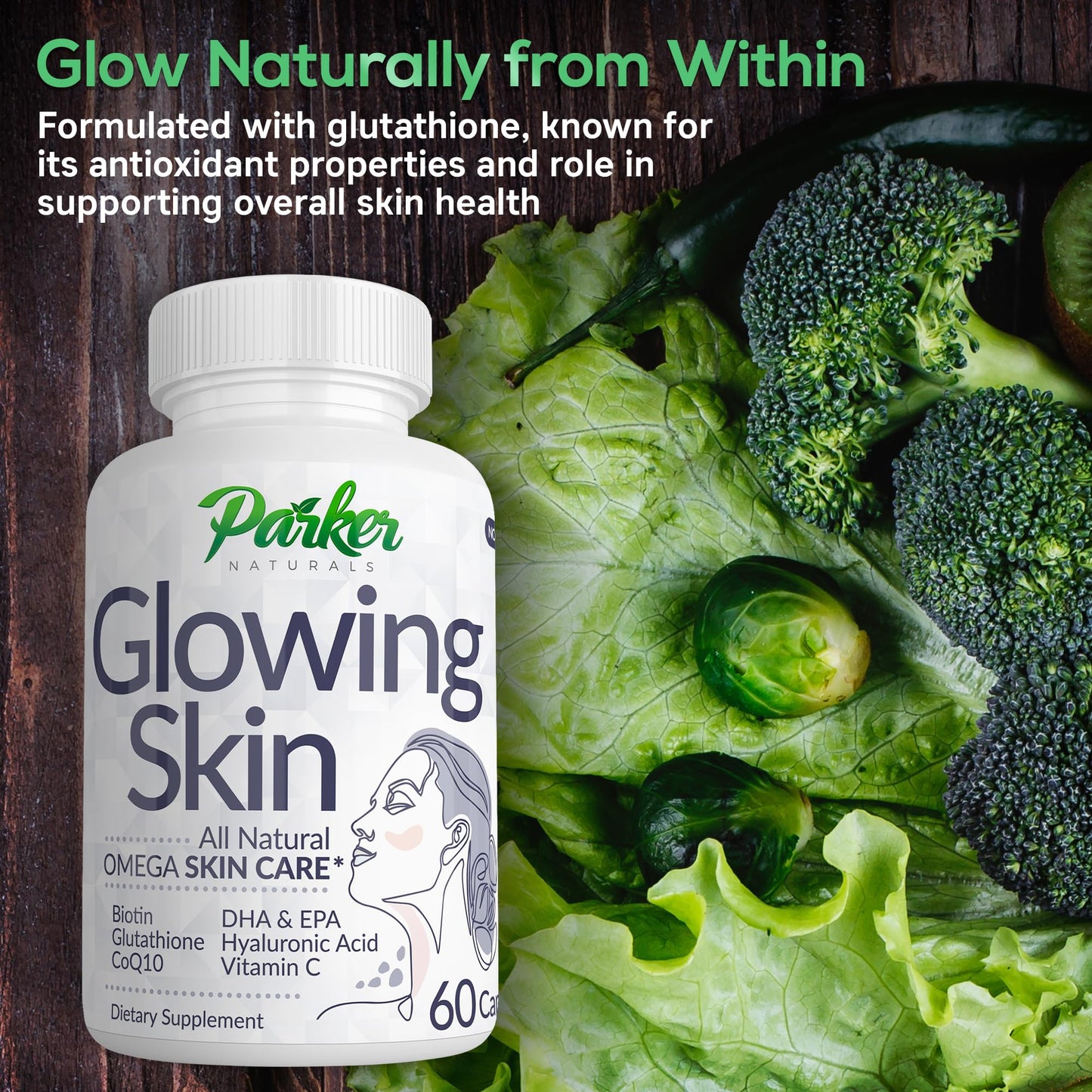 Parker Naturals Glowing Skin Supplement Capsules, 60 Count