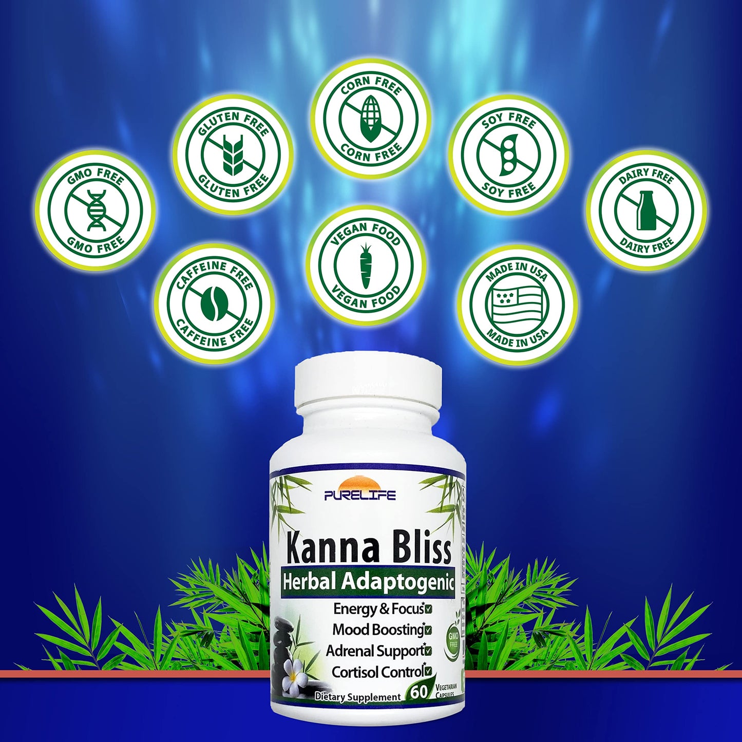 PureLife Supplements Kanna Bliss - Herbal Adaptogenic 60 Capsules