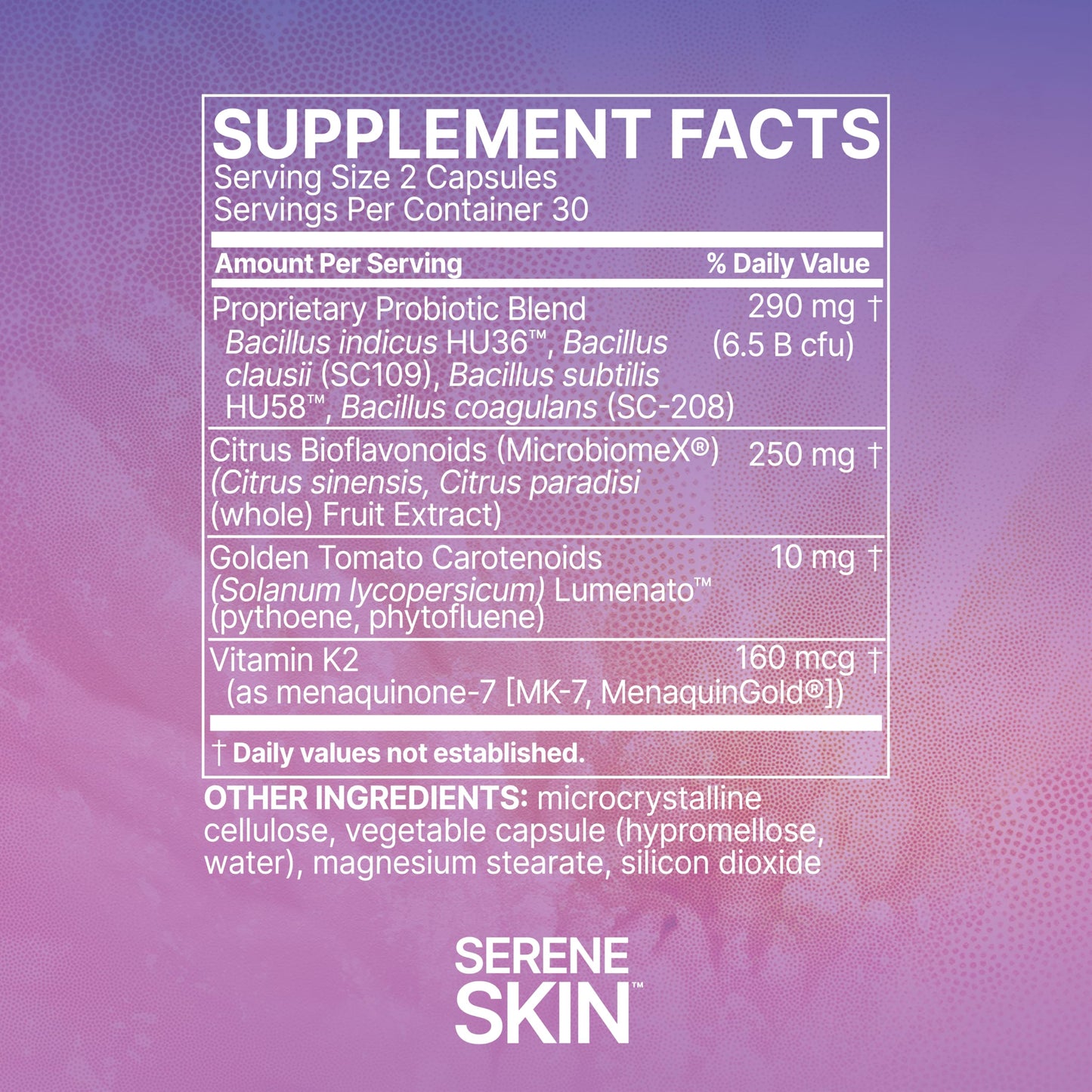 Microbiome Labs SereneSkin Spore-Based Probiotic Complex with Citrus Polyphenols for Skin Clarity & Gut Health Support - Daily Probiotic Skincare - Soothe The Gut-Skin Axis 60 Capsules