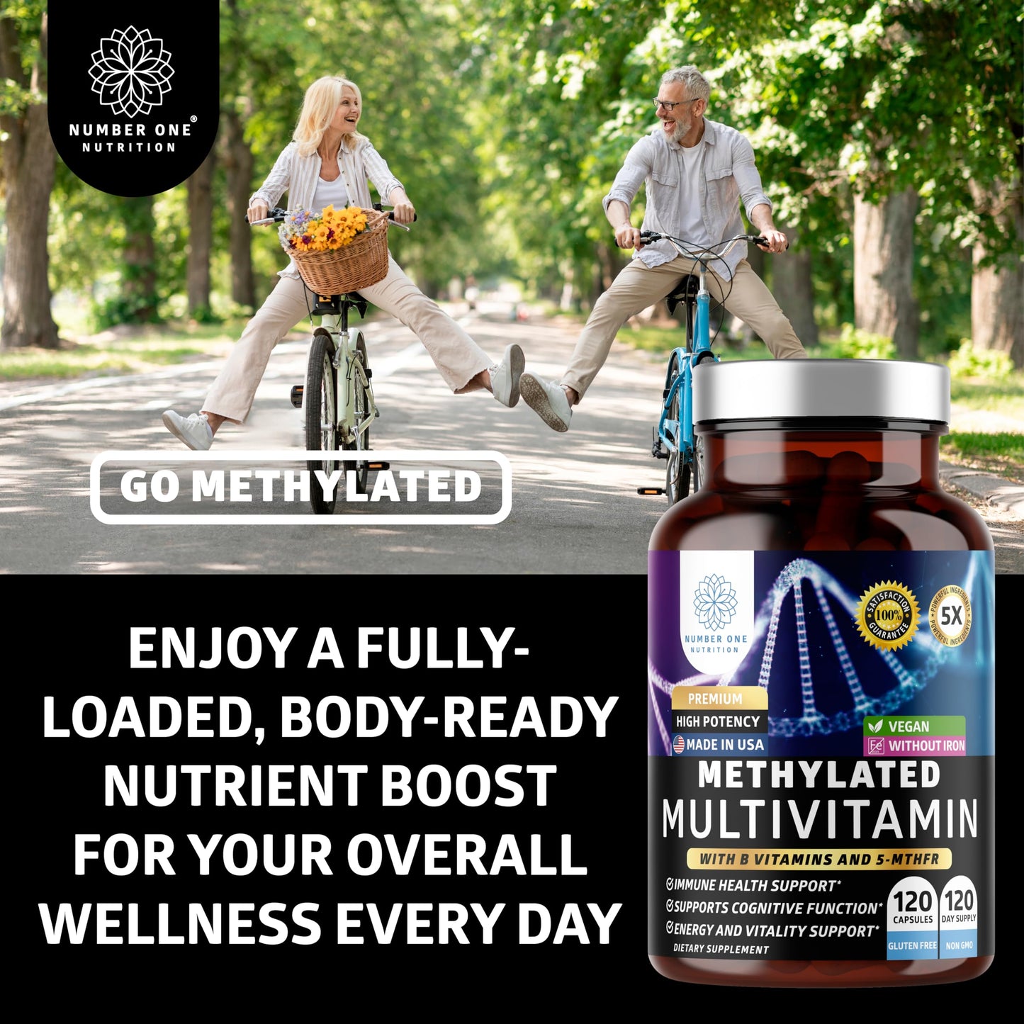 Number One Nutrition Methylated Multivitamin for Women & Men Capsules, 120 Count