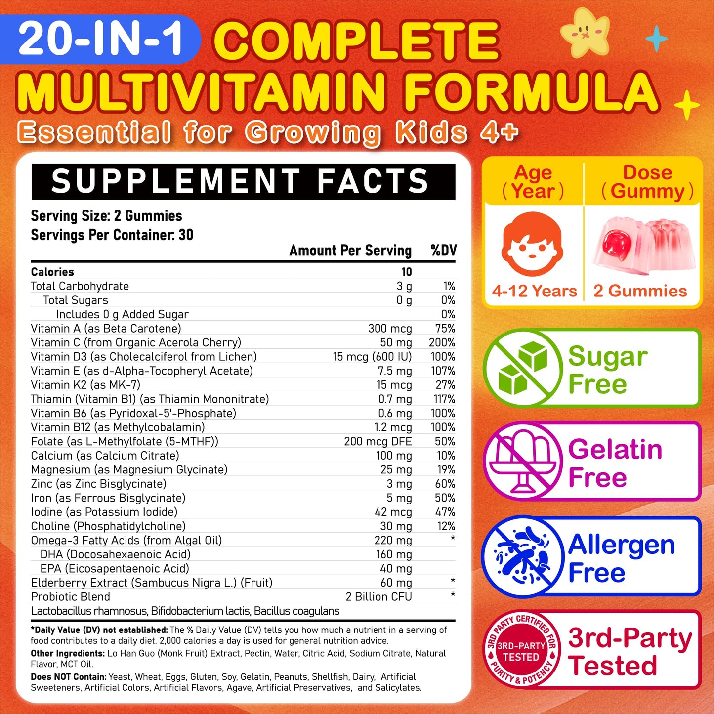 Veyttisy Sugar Free Kids Multivitamin Gummies 120 Count