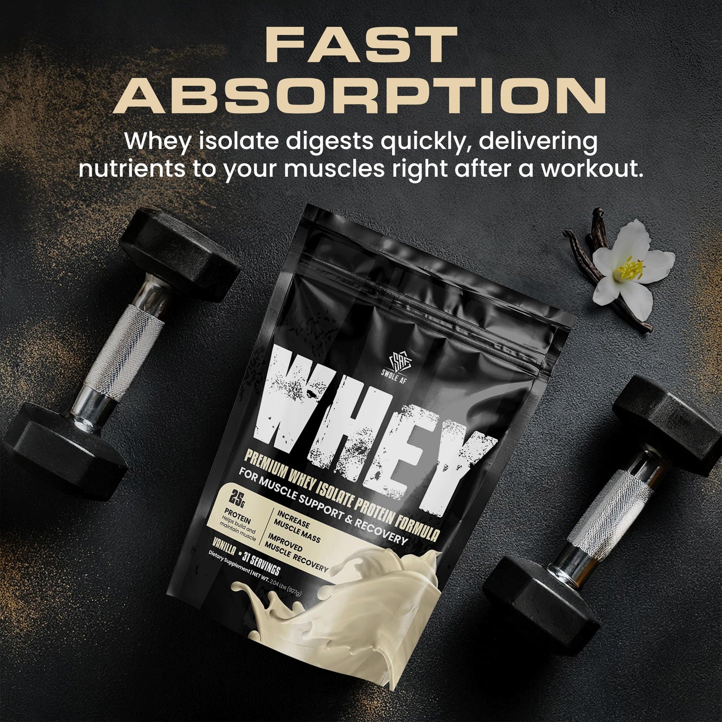 Swole AF Whey Isolate Protein Formula Powder Vanilla 32.64 oz