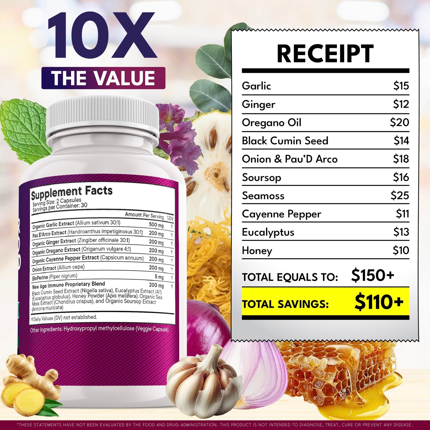 NEW AGE Garlic + Ginger Supplement Capsule 60 Count