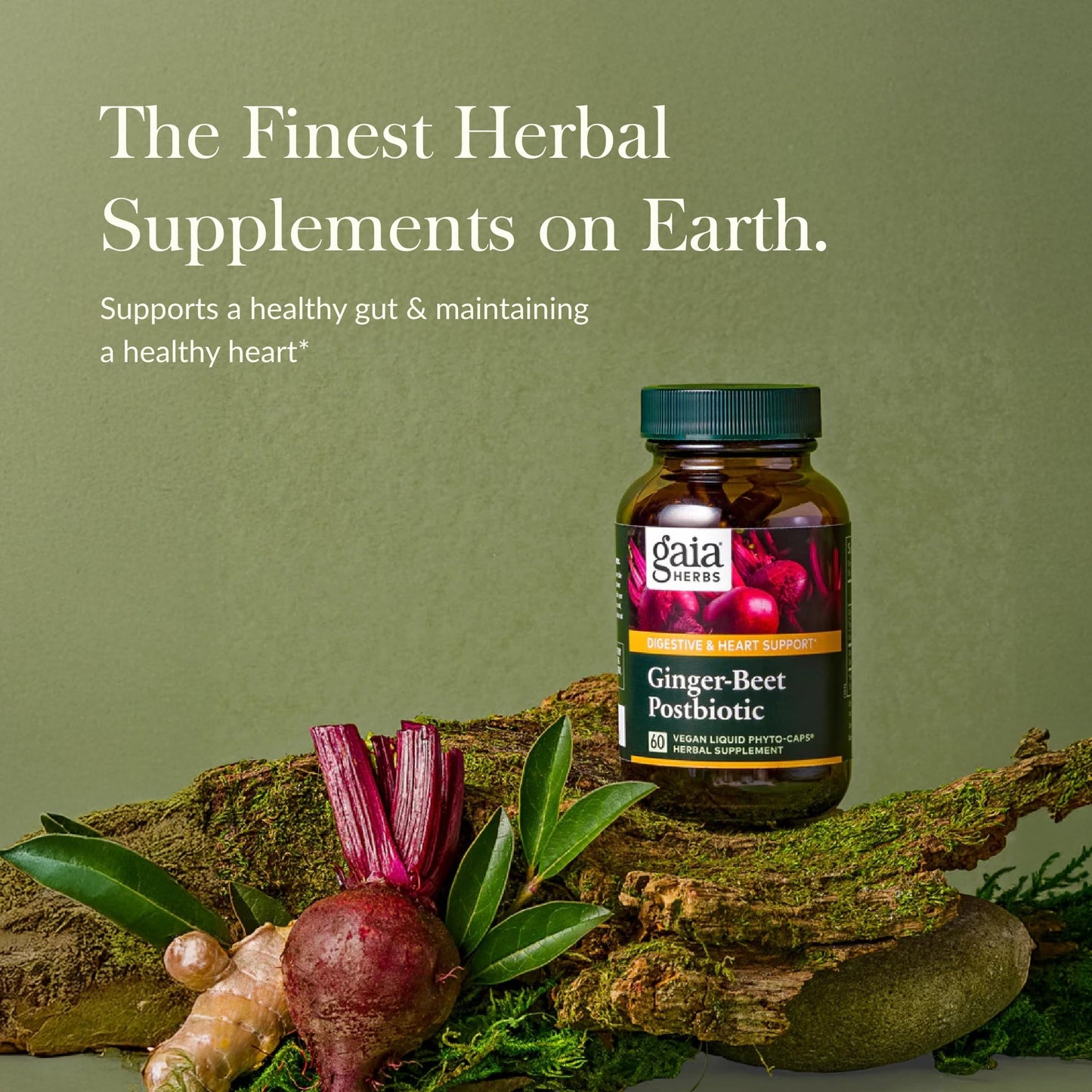 Gaia Herbs Ginger-Beet Postbiotic Capsule 60 Count