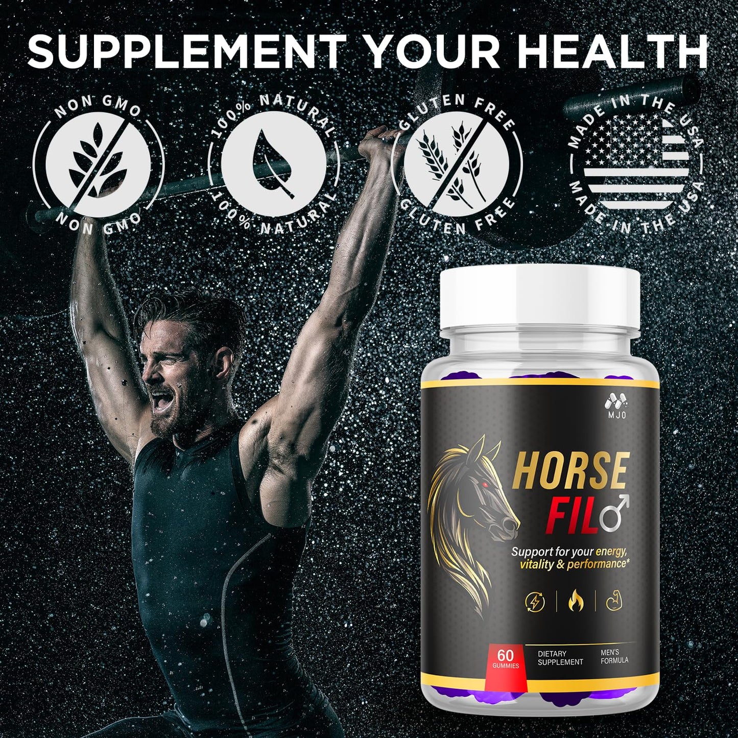 MJO Horse Fil Gummies Official Advanced Formula Supplement, 60 Gummies