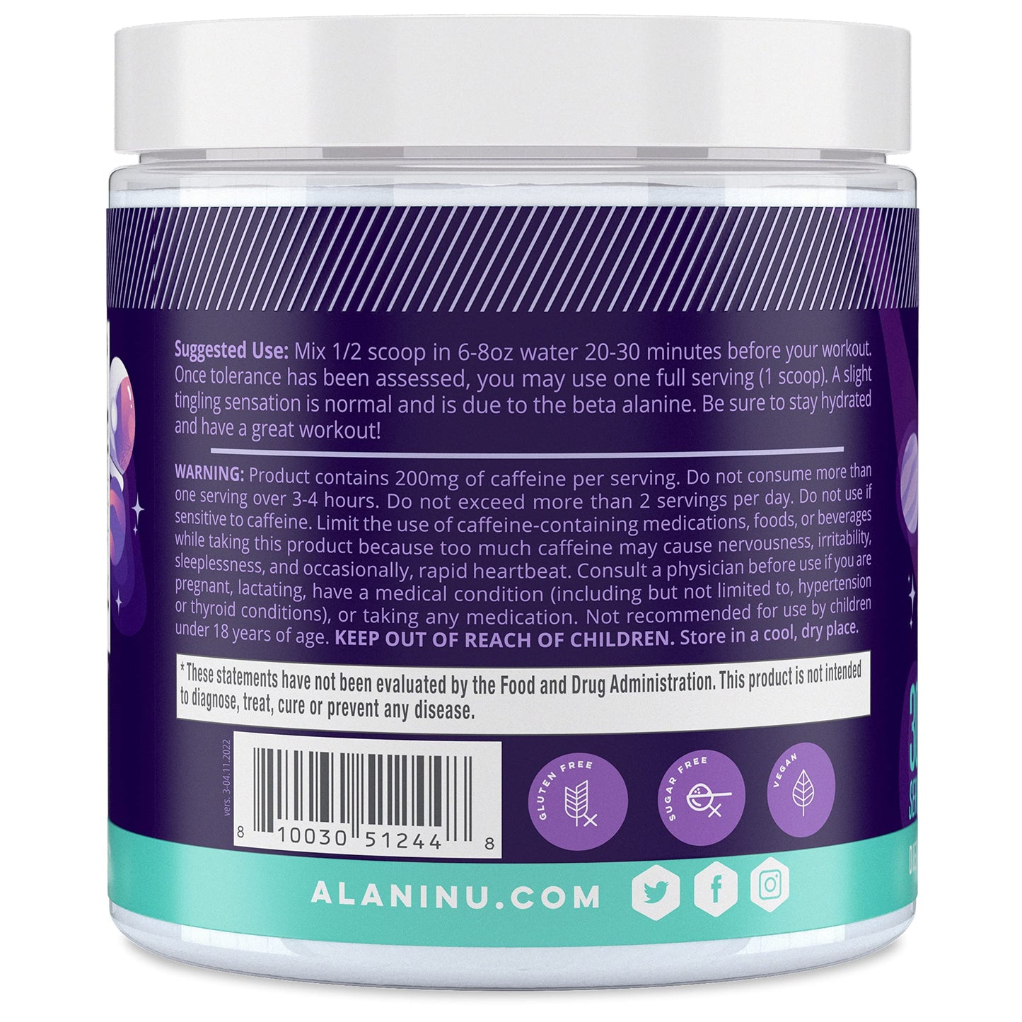 Alani Nu Pre Workout Cosmic Stardust Powder 10.2 oz