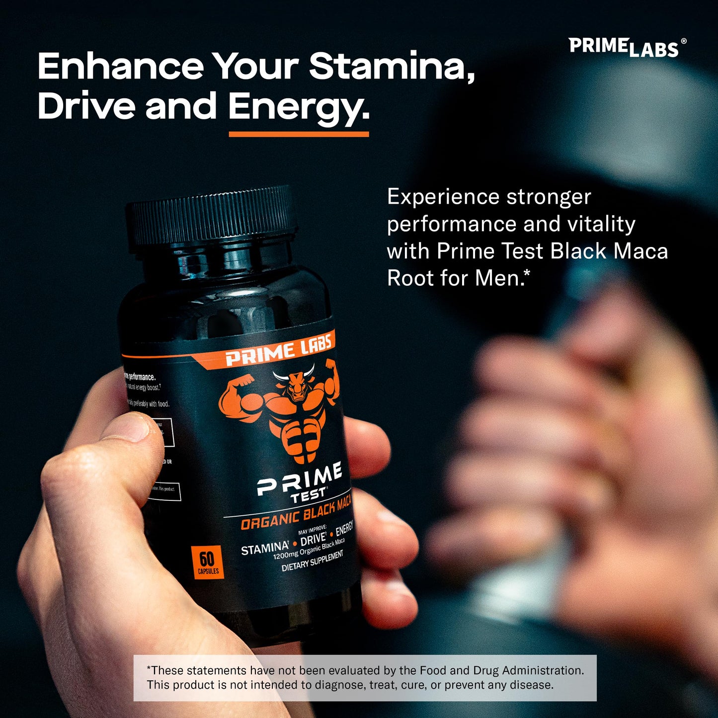 Prime Labs Organic Black Maca & Creatine HCl Capsules, 120 Capsules