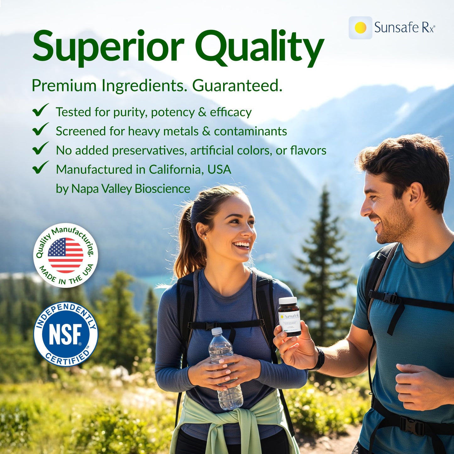 Sunsafe Rx Anti Aging Supplement: Natural Skin Protection Capsules with Antioxidants for a Youthful Appearance & Eye Health + Vitamins, Minerals, & 250mg Polypodium Leucotomos, 60 Capsules