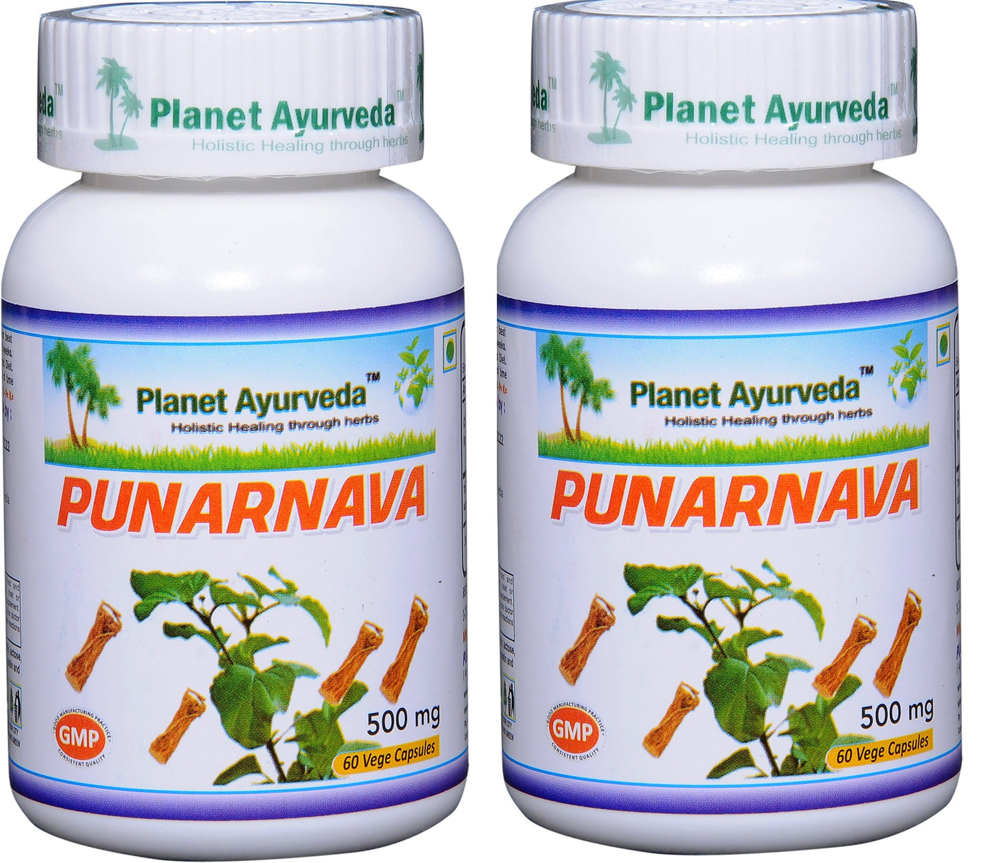 Planet Ayurveda Punarnava 500mg Veg Capsules, 2 Bottles
