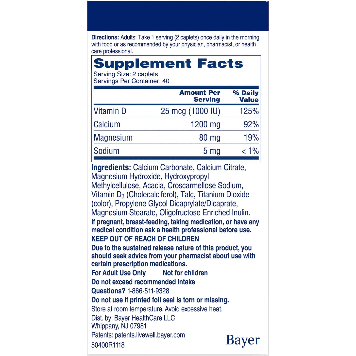 Citracal Calcium + D Slow Release 1200, 320 Tablets