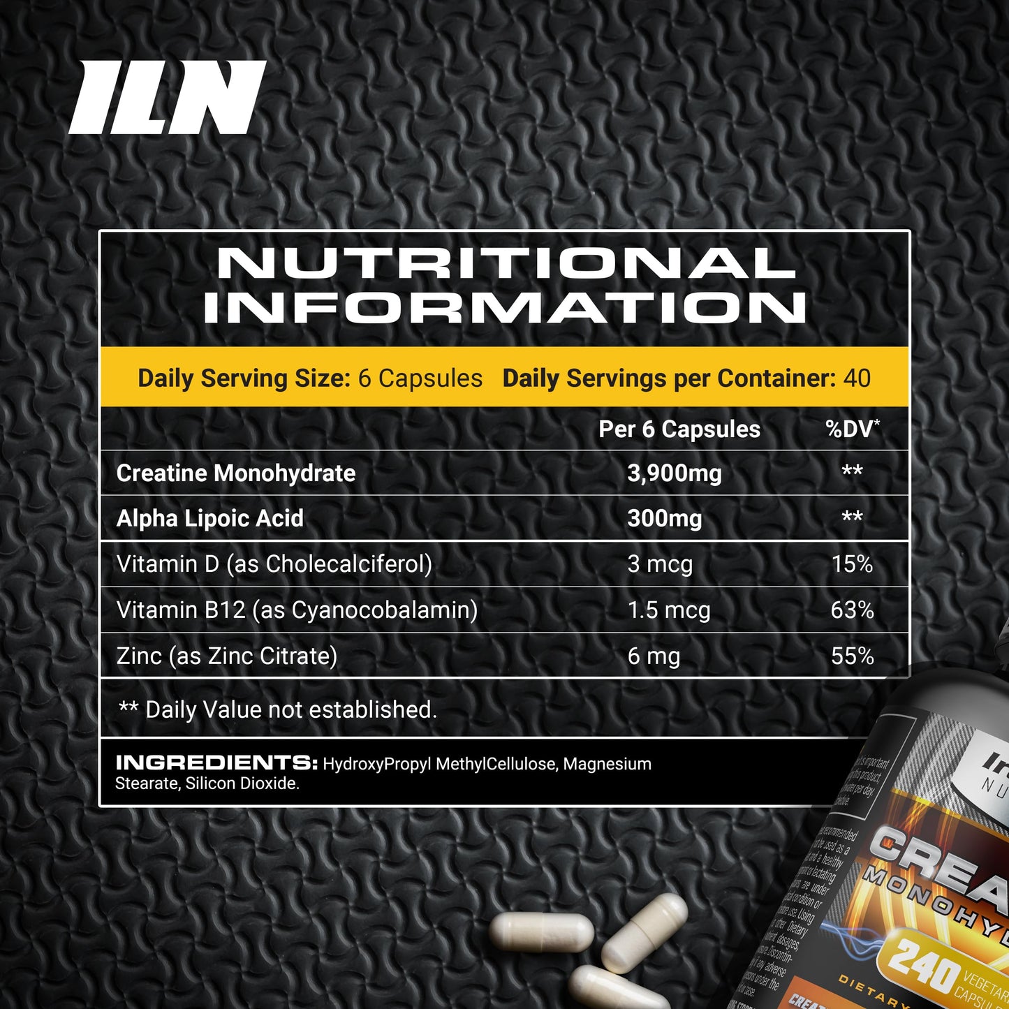 Iron Labs Nutrition Creatine Monohydrate Capsules 3900mg, 240 Capsules