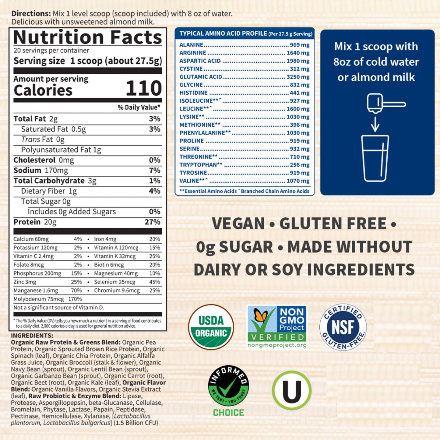 Garden of Life Raw Protein & Greens Vanilla Protein Powder 19.4 oz