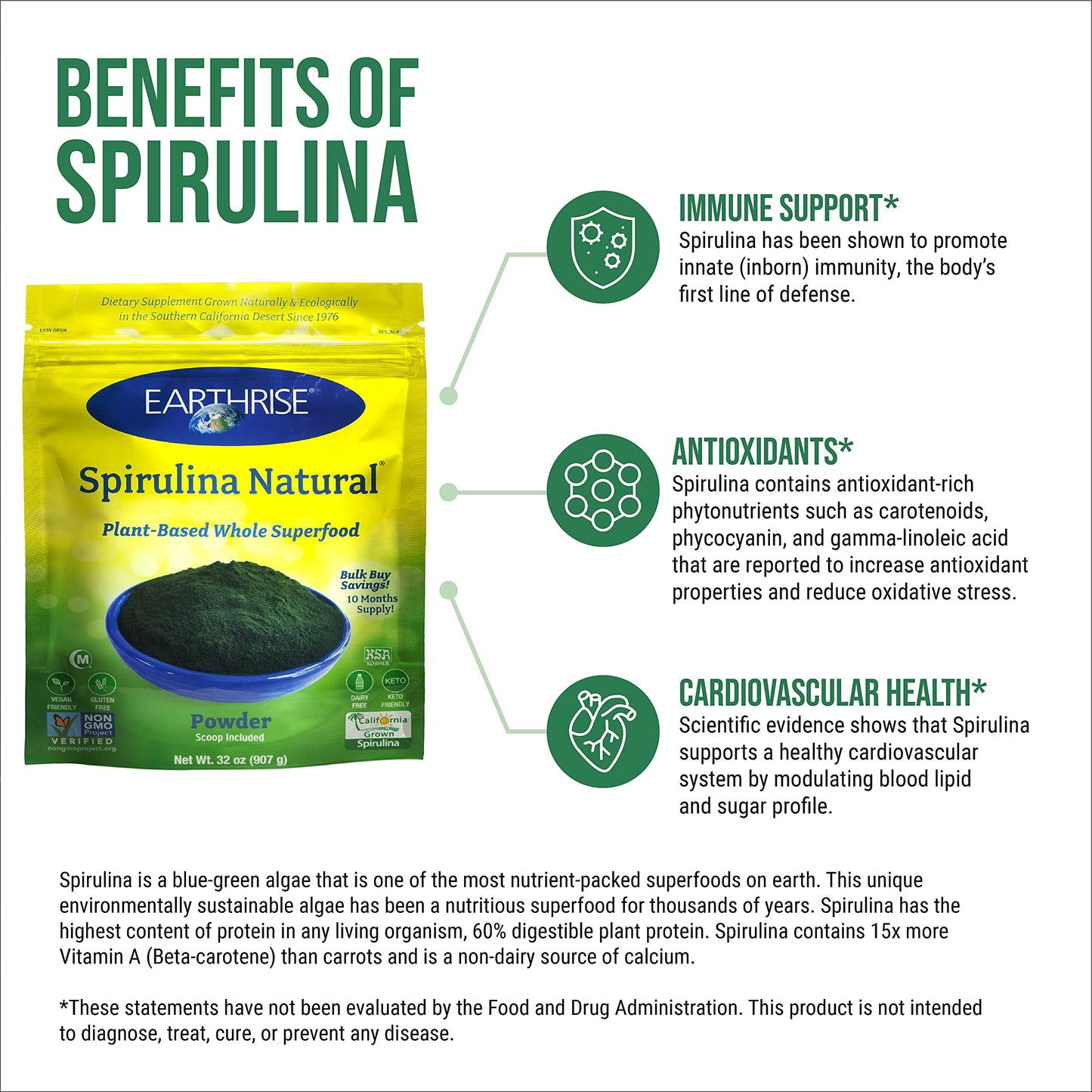 Earthrise Spirulina Powder 31.99 Ounce