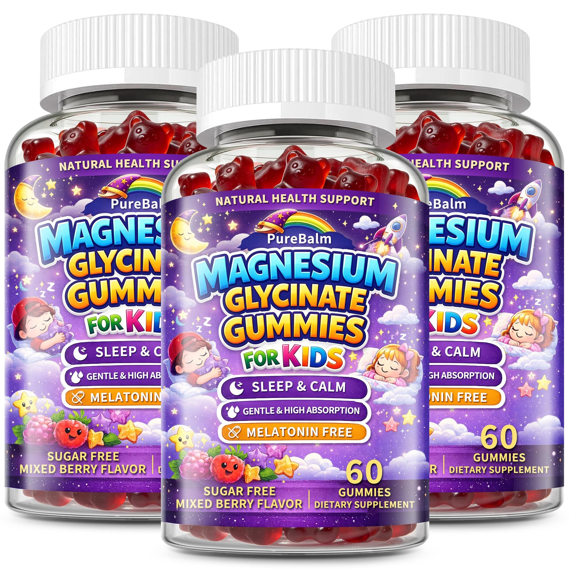 PureBalm Magnesium Glycinate Gummies 400mg, 180 Gummies