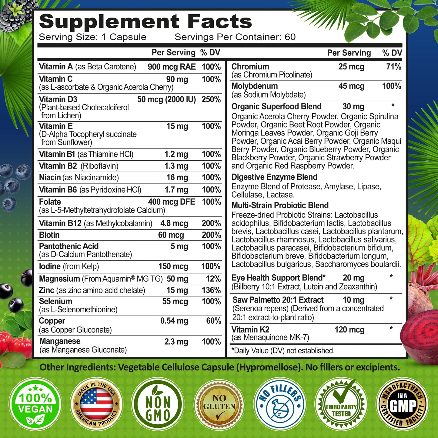 SUPPLEMENTS STUDIO Men's Daily Multivitamin 50 Plus Capsules 60