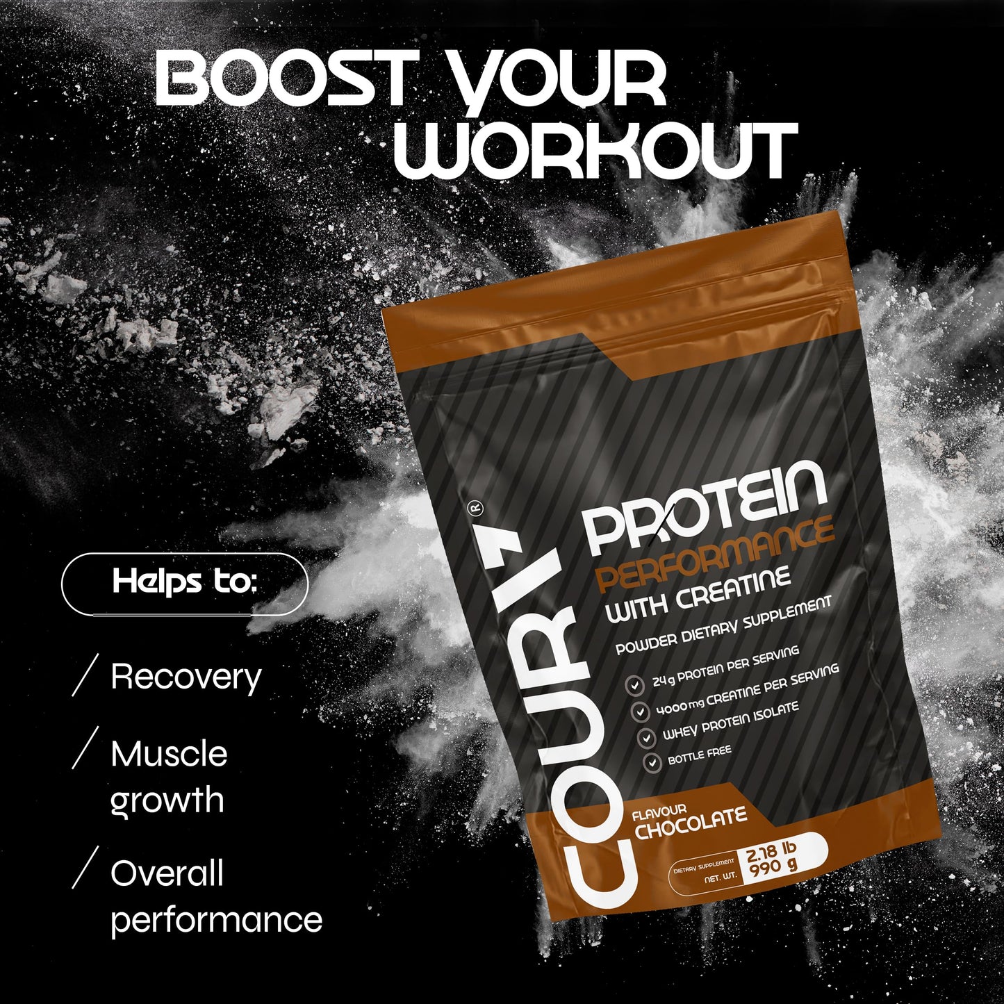 COURA Protein Performance Powder with Creatine, 990g