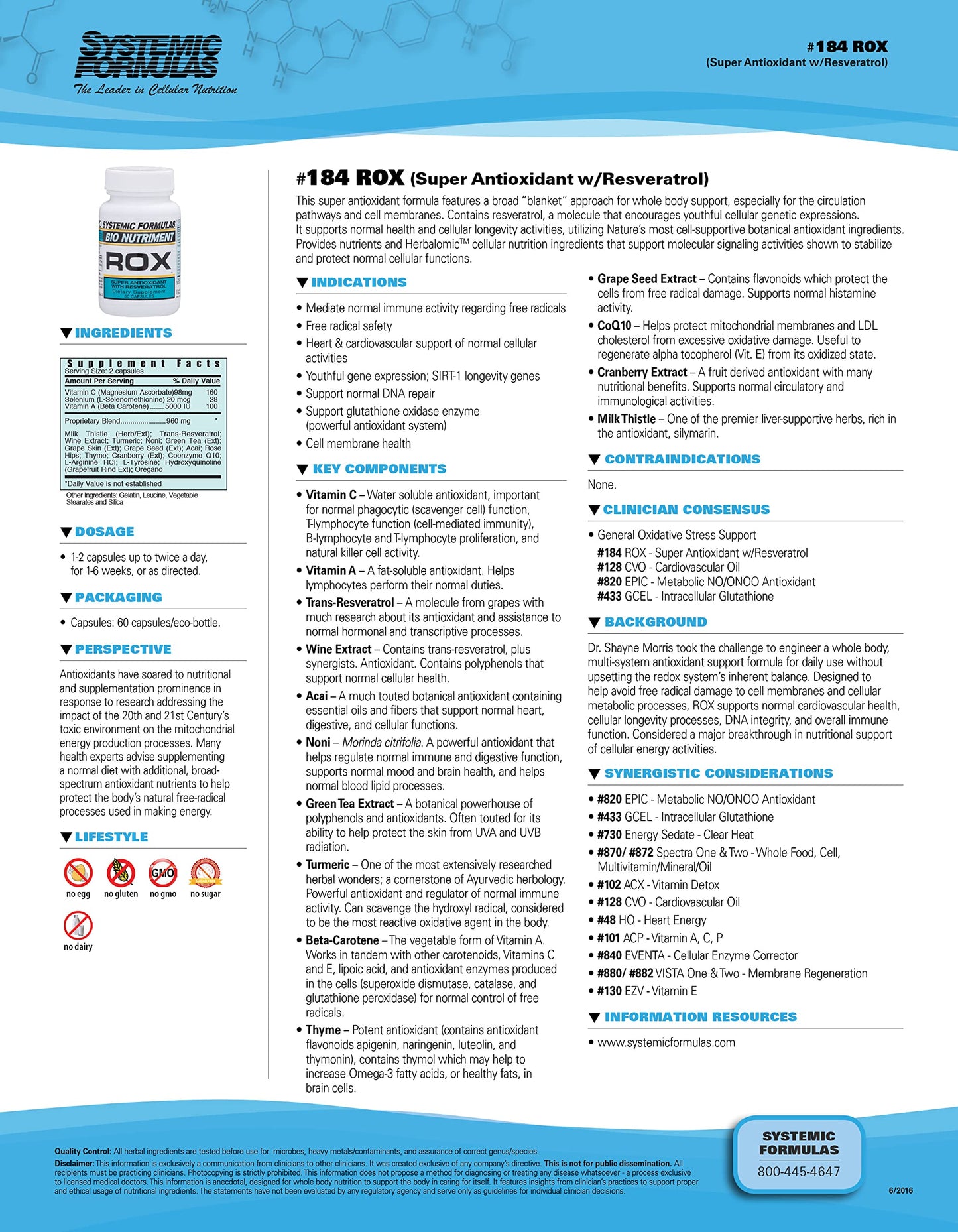 Systemic Formulas ROX Super Antioxidant with Resveratrol, 60 Capsules