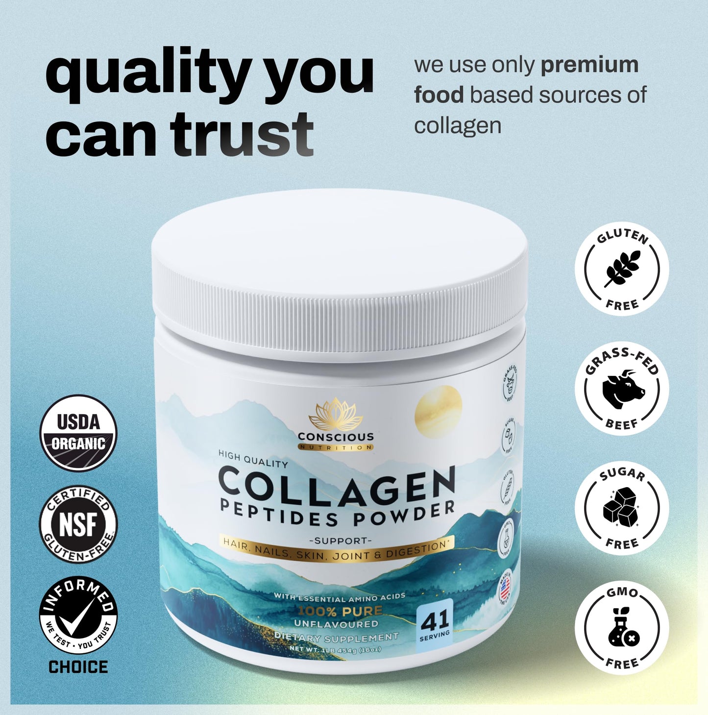 Conscious Nutrition Collagen Peptides Powder 16 oz