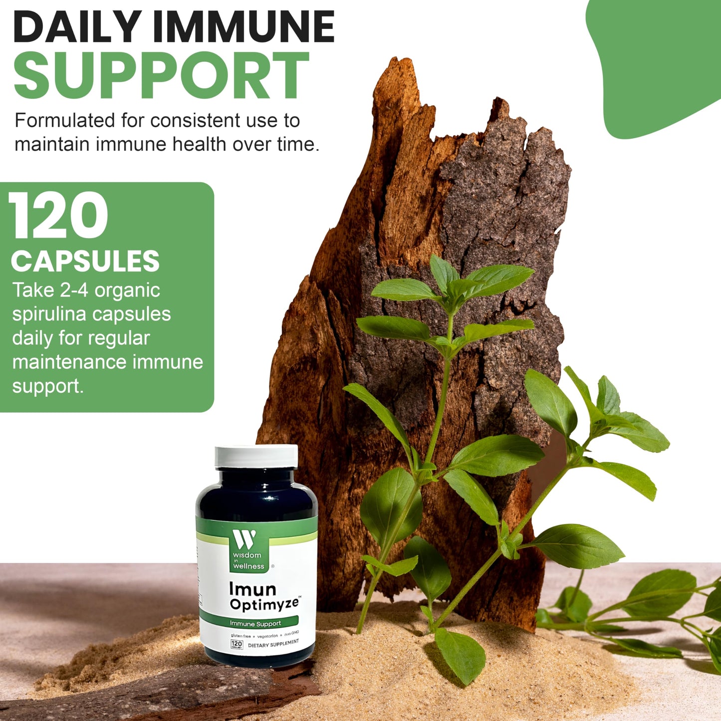 Wisdom In Wellness Imun Optimyze Immune System Support Supplement Immune Balance Complex with Multivitamins, 120 Capsules