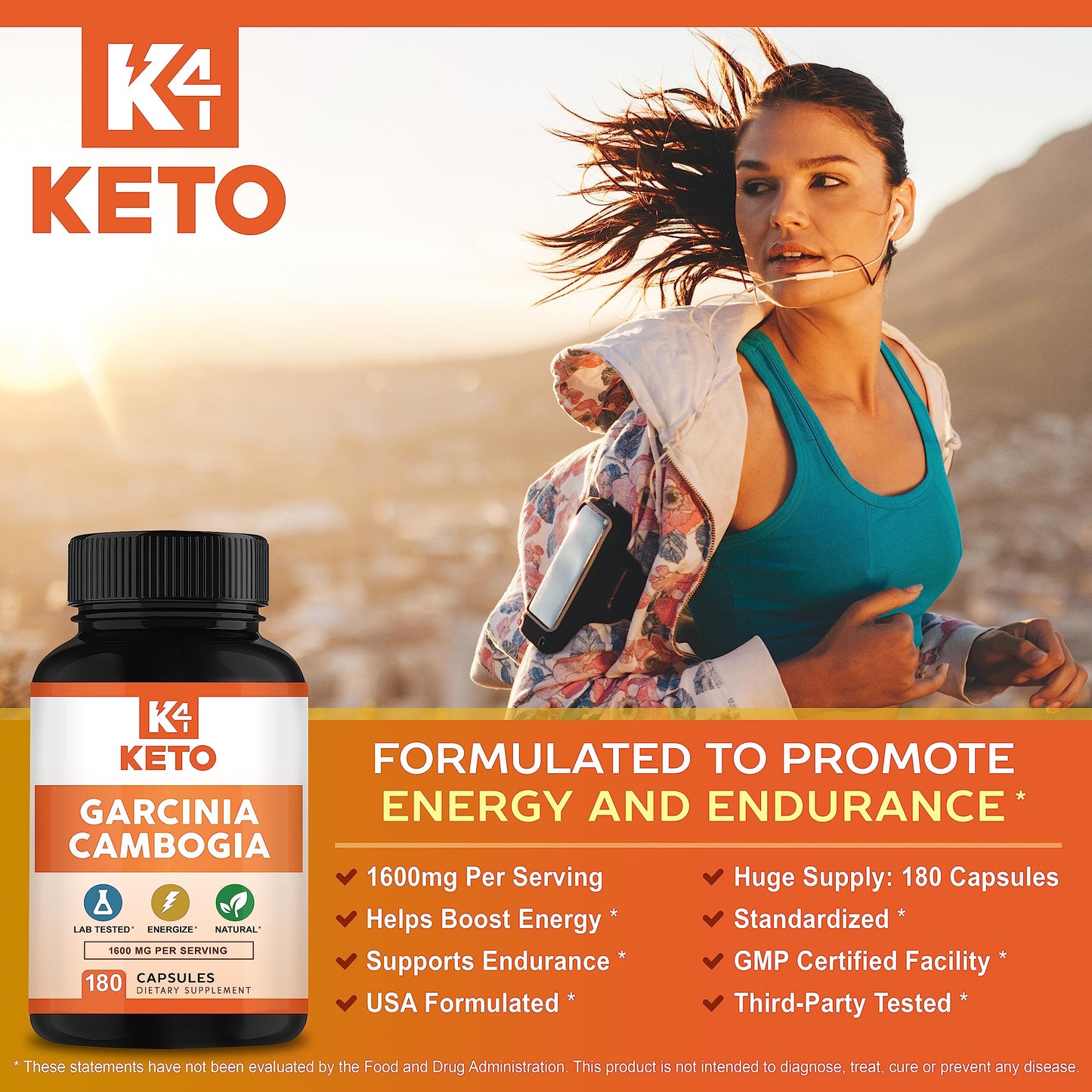 K4 Keto Garcinia Cambogia 1600 mg Capsule, 180 Count