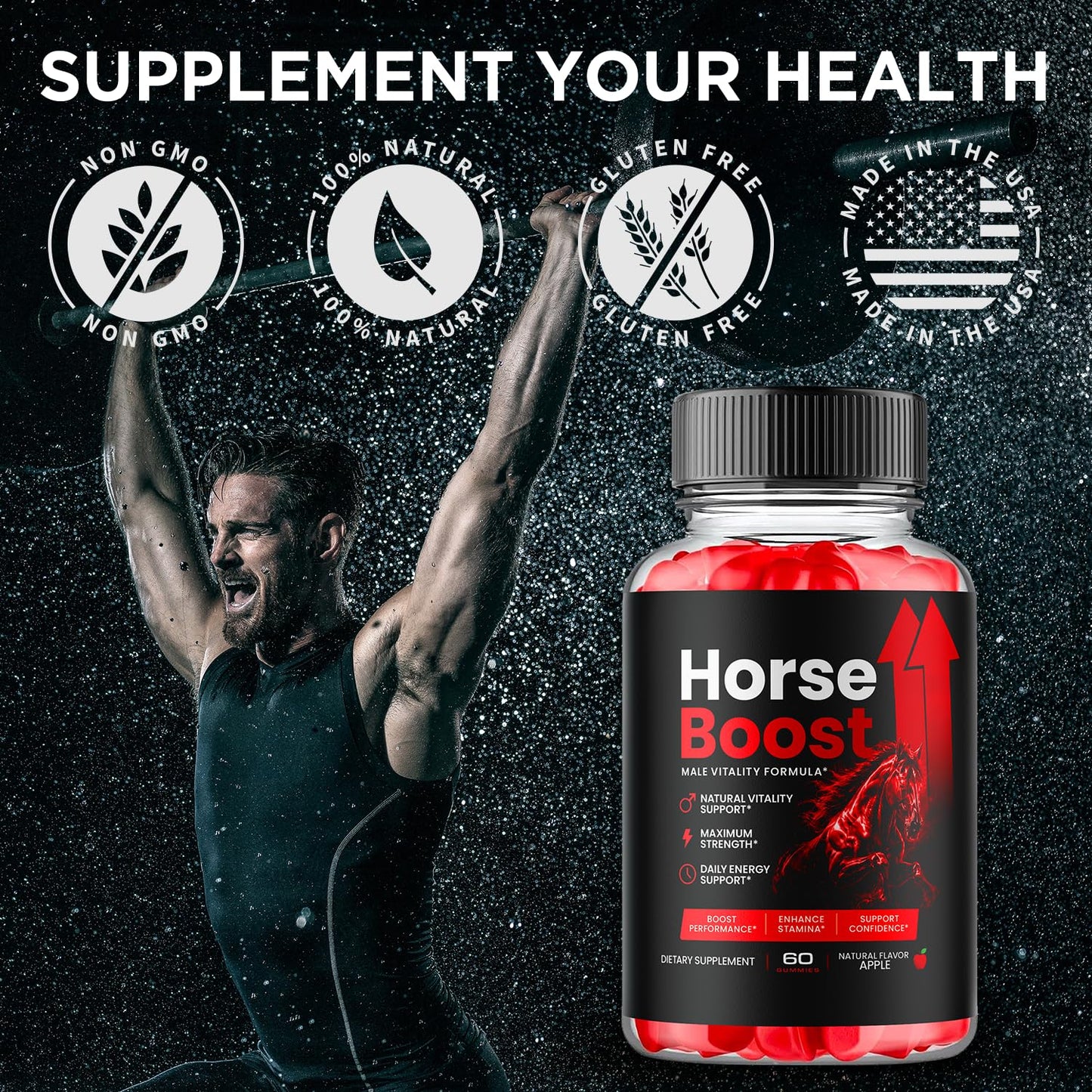 Flex University Horse Boost Gummies for Men Chewable, 180 Count