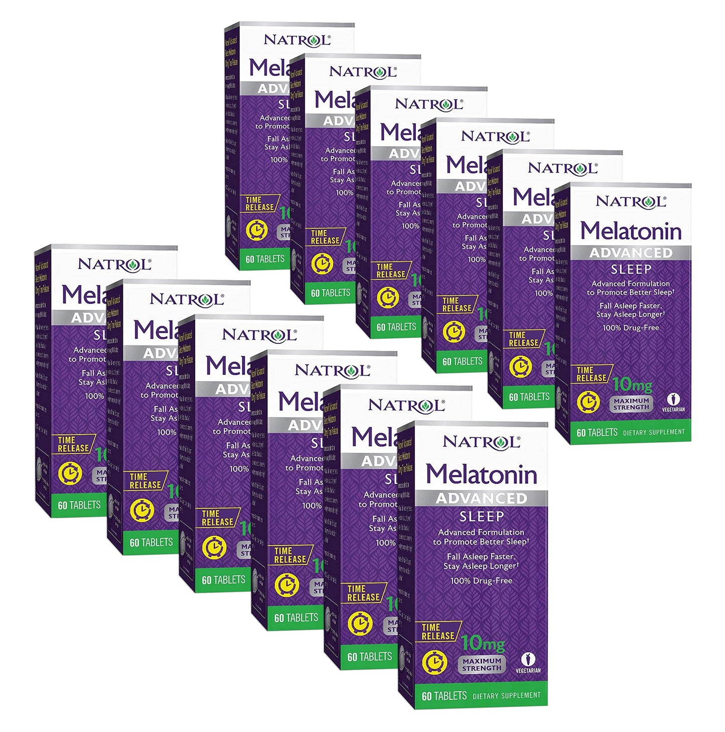 Natrol Advanced Sleep Melatonin Tablets, Maximum Strength 10 mg, 720 Tablets