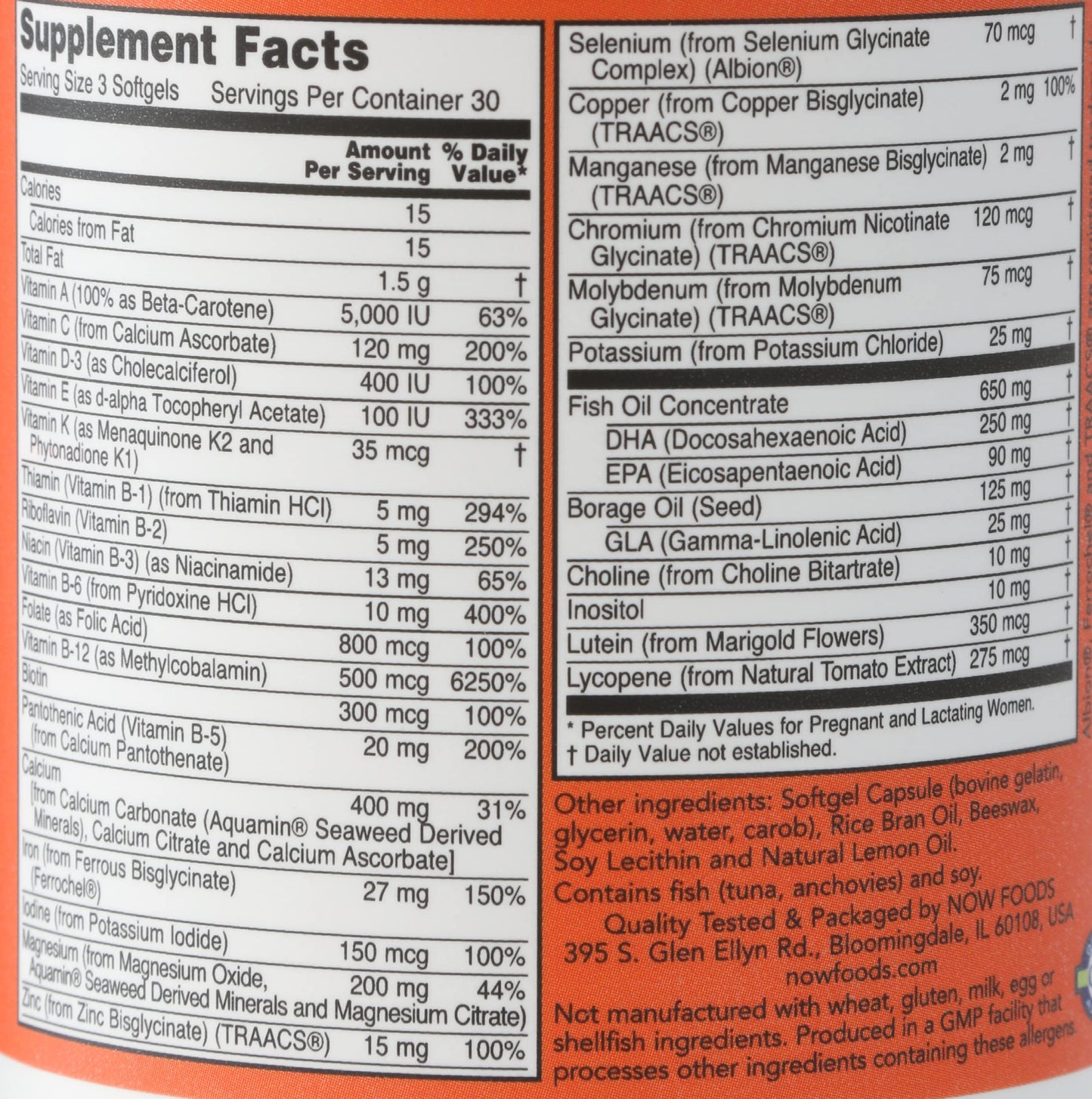NOW Foods Prenatal Gels Plus DHA Capsules 90