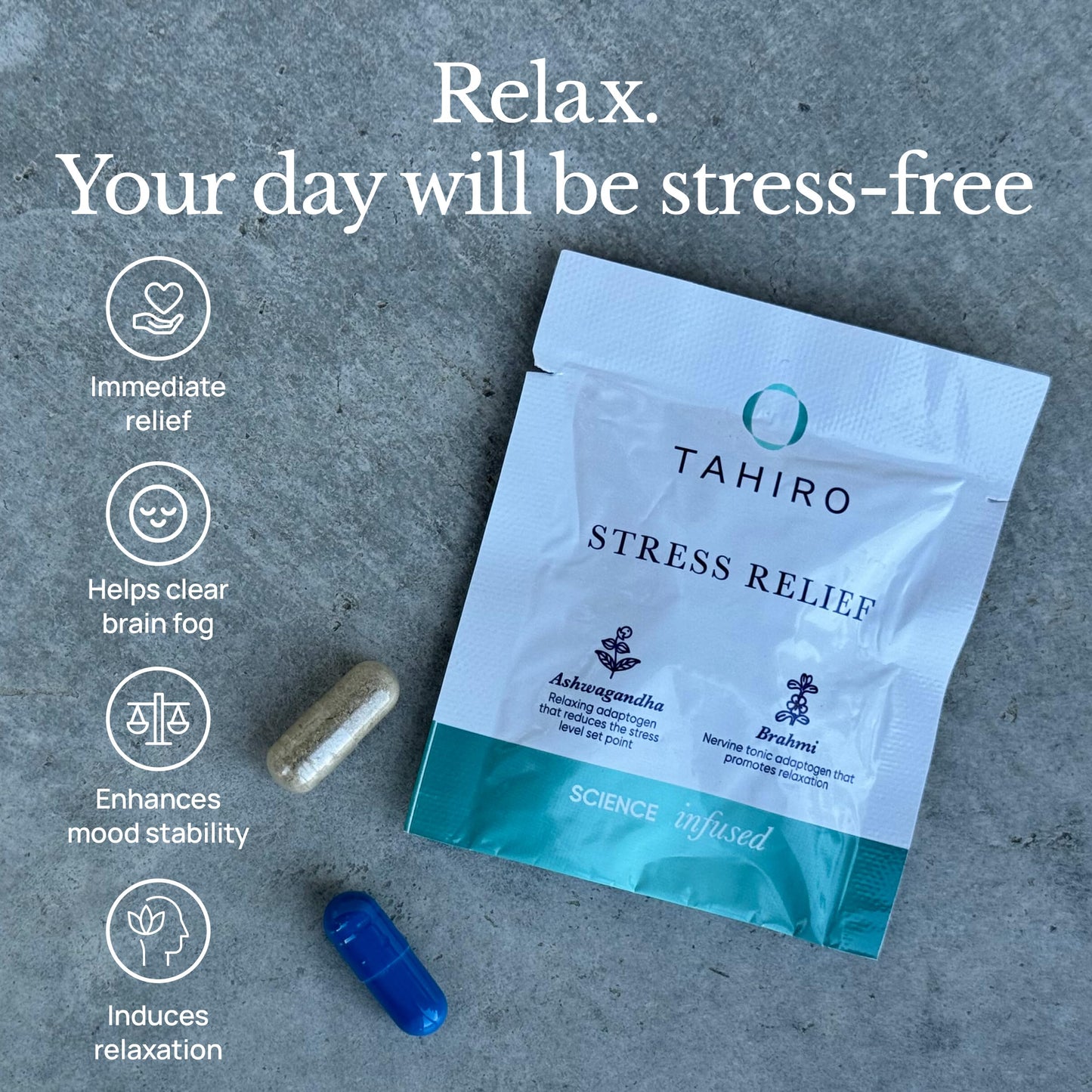 TAHIRO Stress-Relief Brain Support Capsule, 56 Count