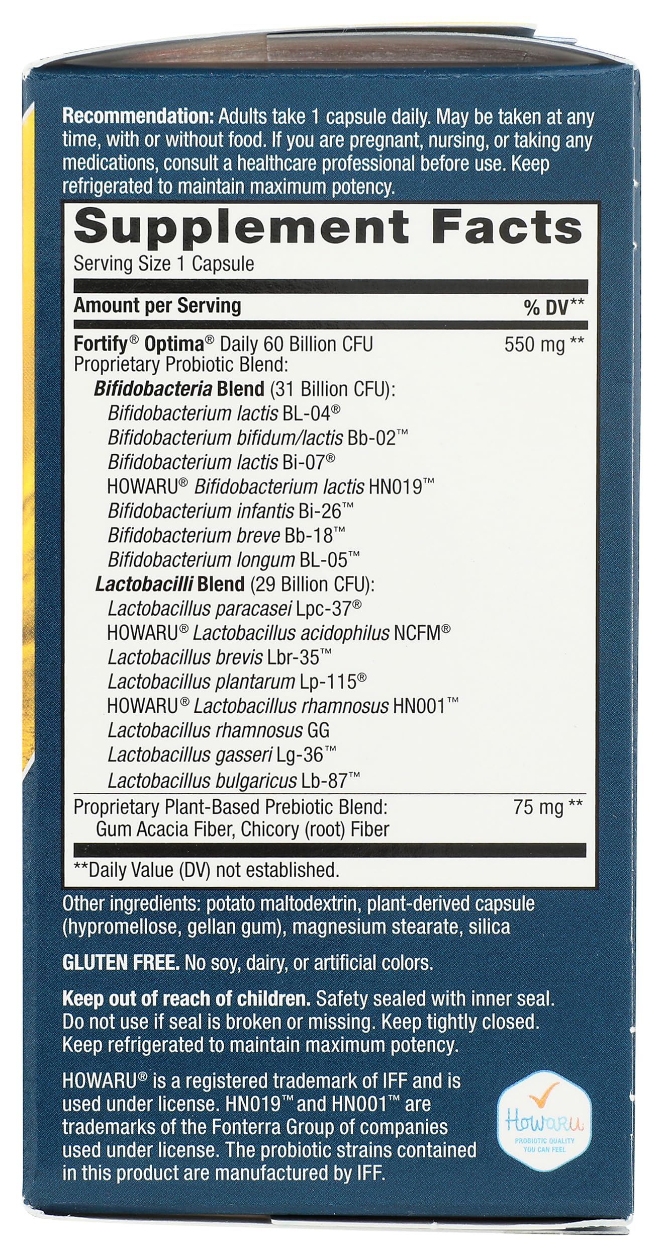 Nature's Way Fortify Optima Daily Probiotic Capsules, 60 Billion CFU, 15 Strains, Prebiotic, 30 Count