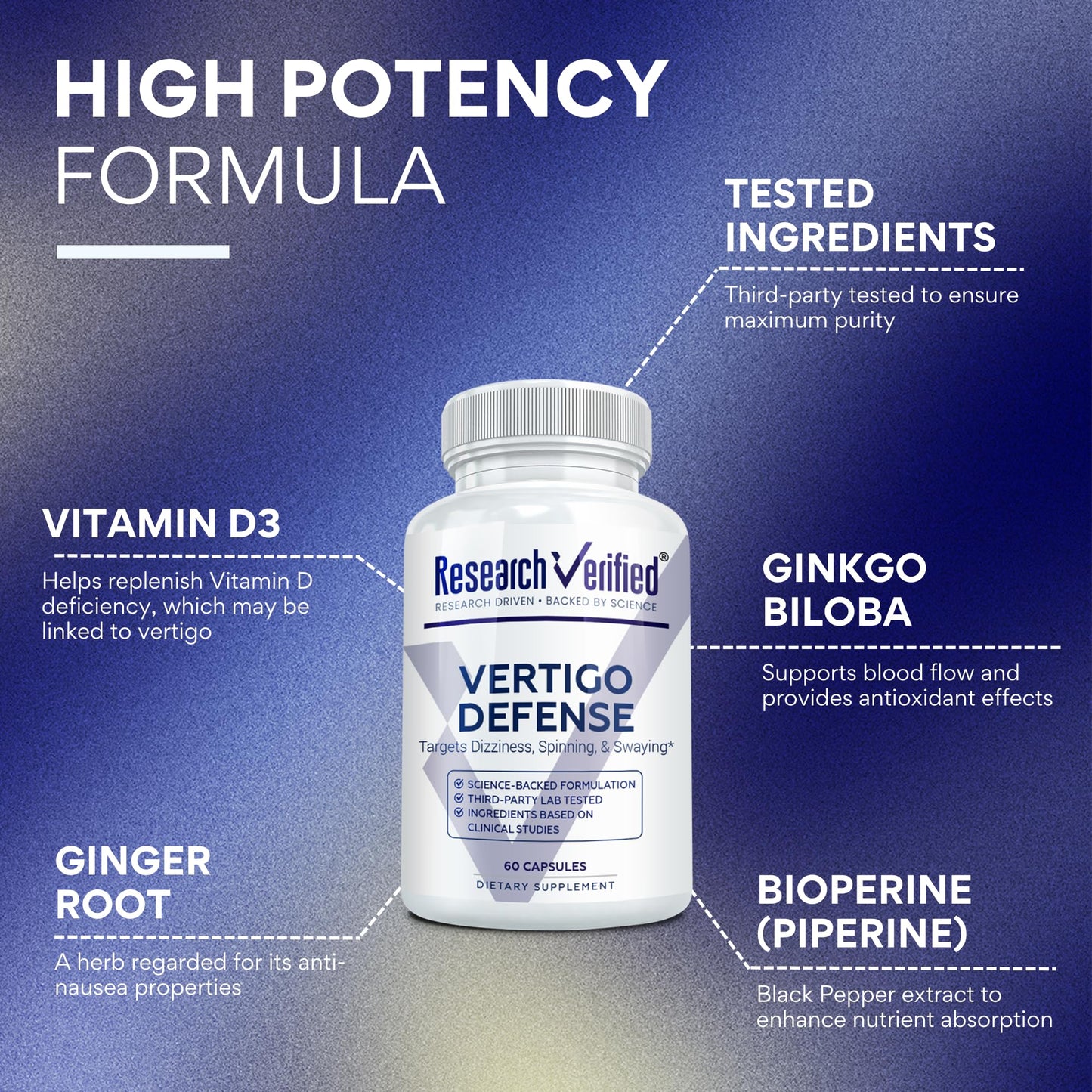 Research Verified Vertigo Defense Capsules 60 Count
