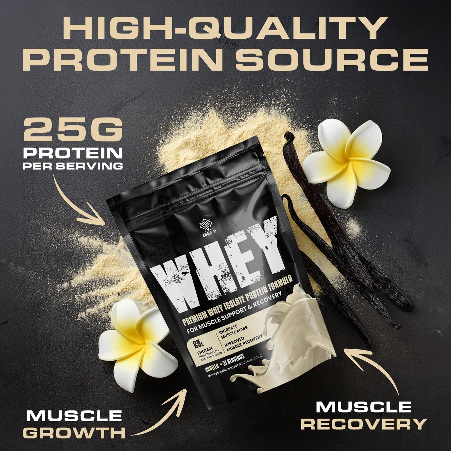 Swole AF Whey Isolate Protein Formula Powder Vanilla 32.64 oz