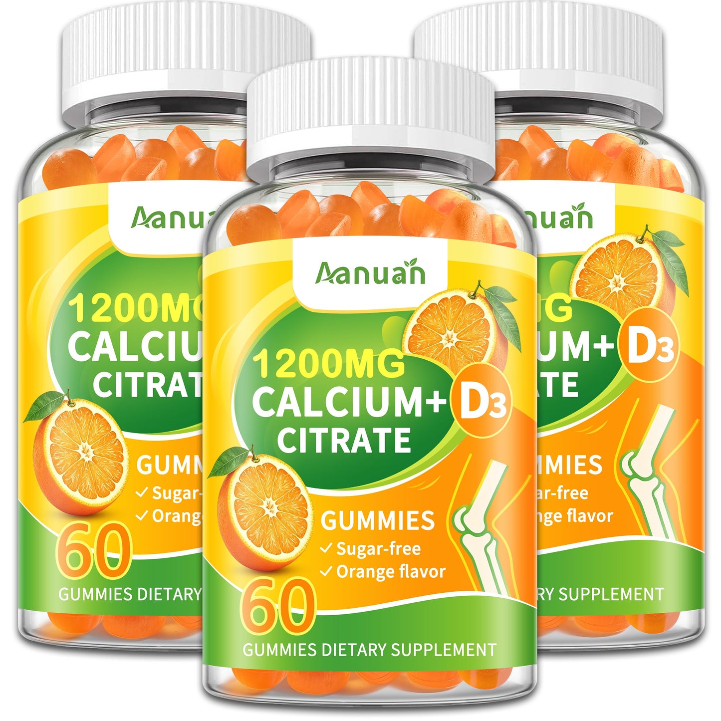 Aanuan Calcium Citrate 600-1200 mg with Vitamin D3 Gummies 180 Count