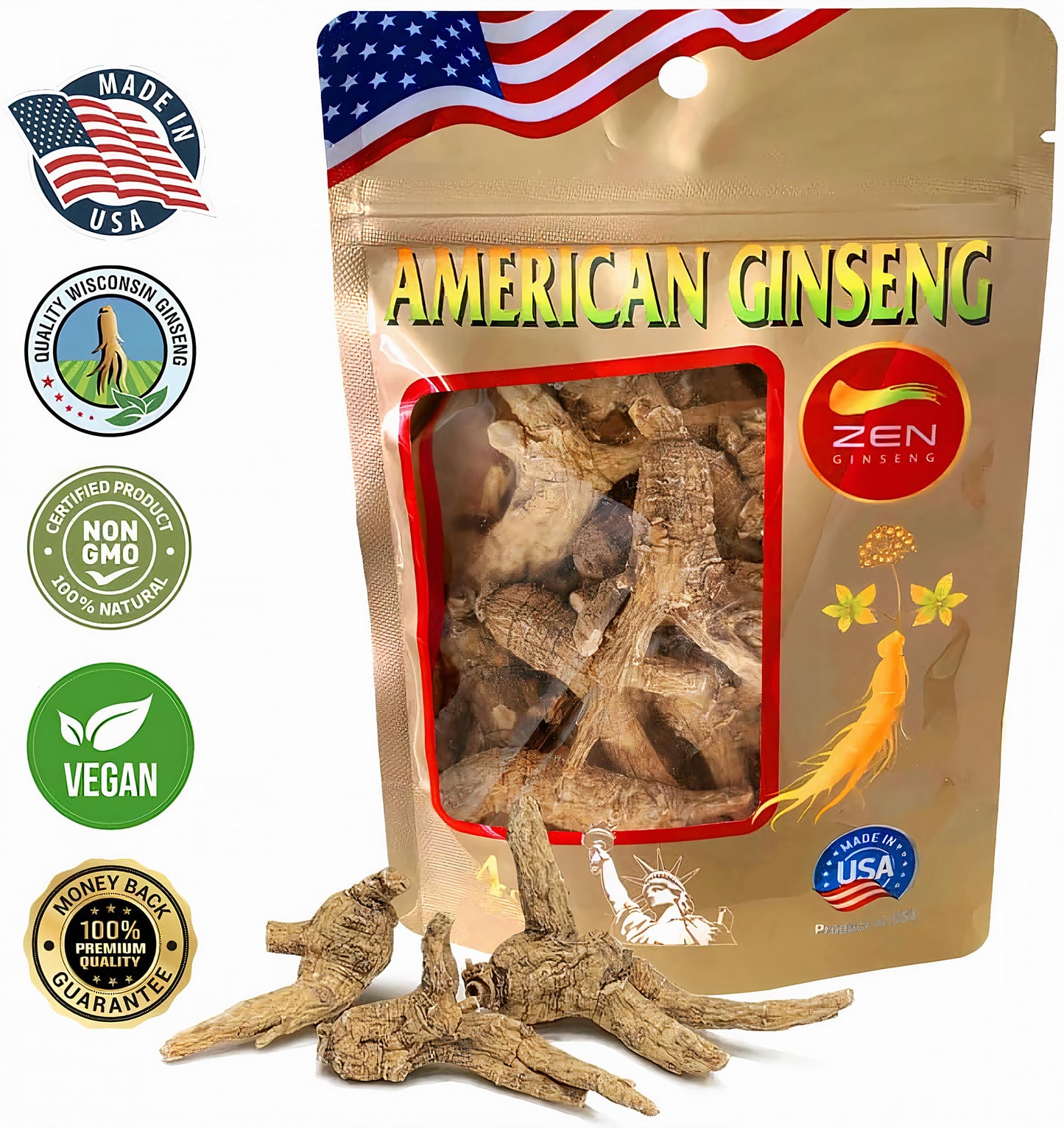 Zen Ginseng American Wisconsin Ginseng Powder 4 oz