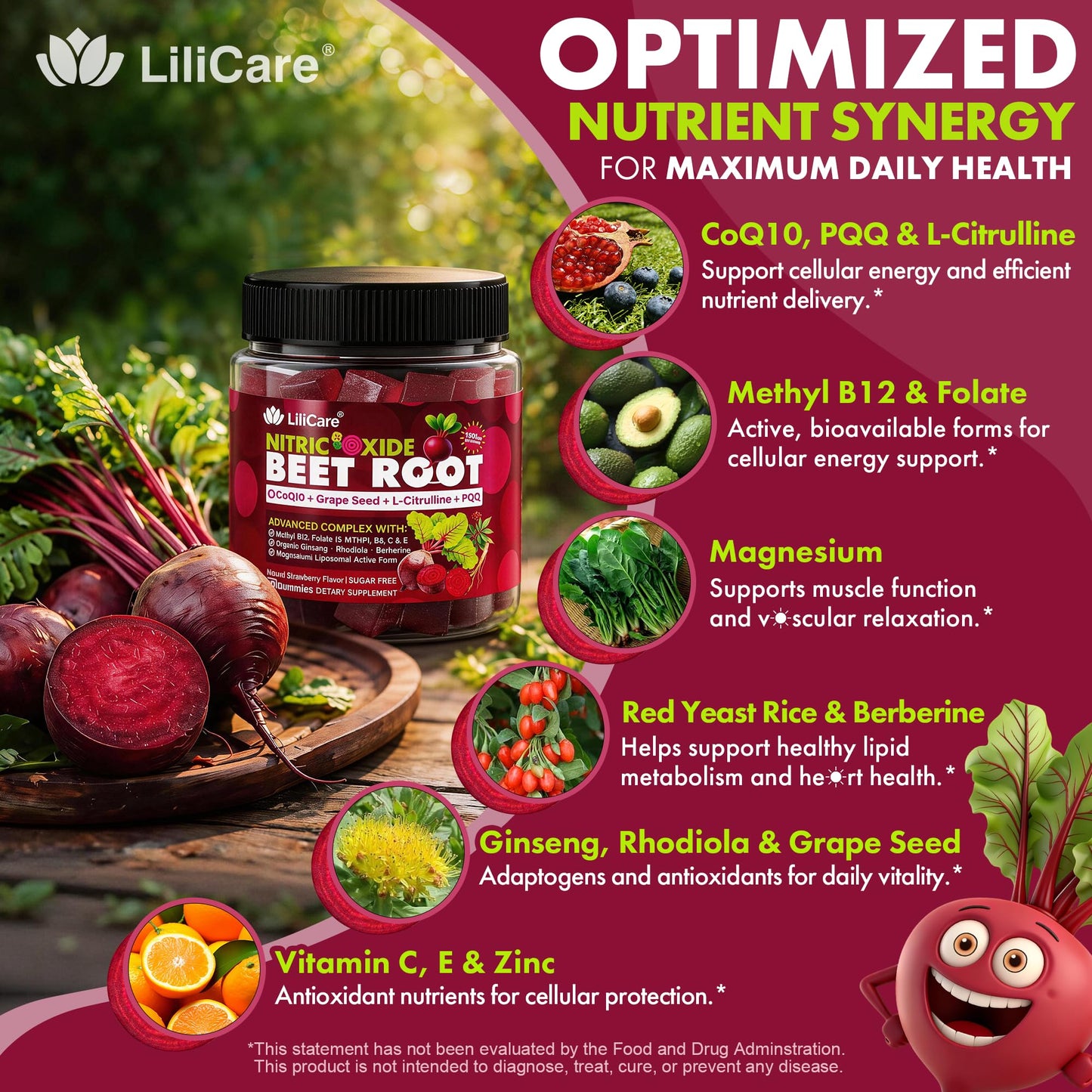 LILICARE Beet Root Gummies 60 Count