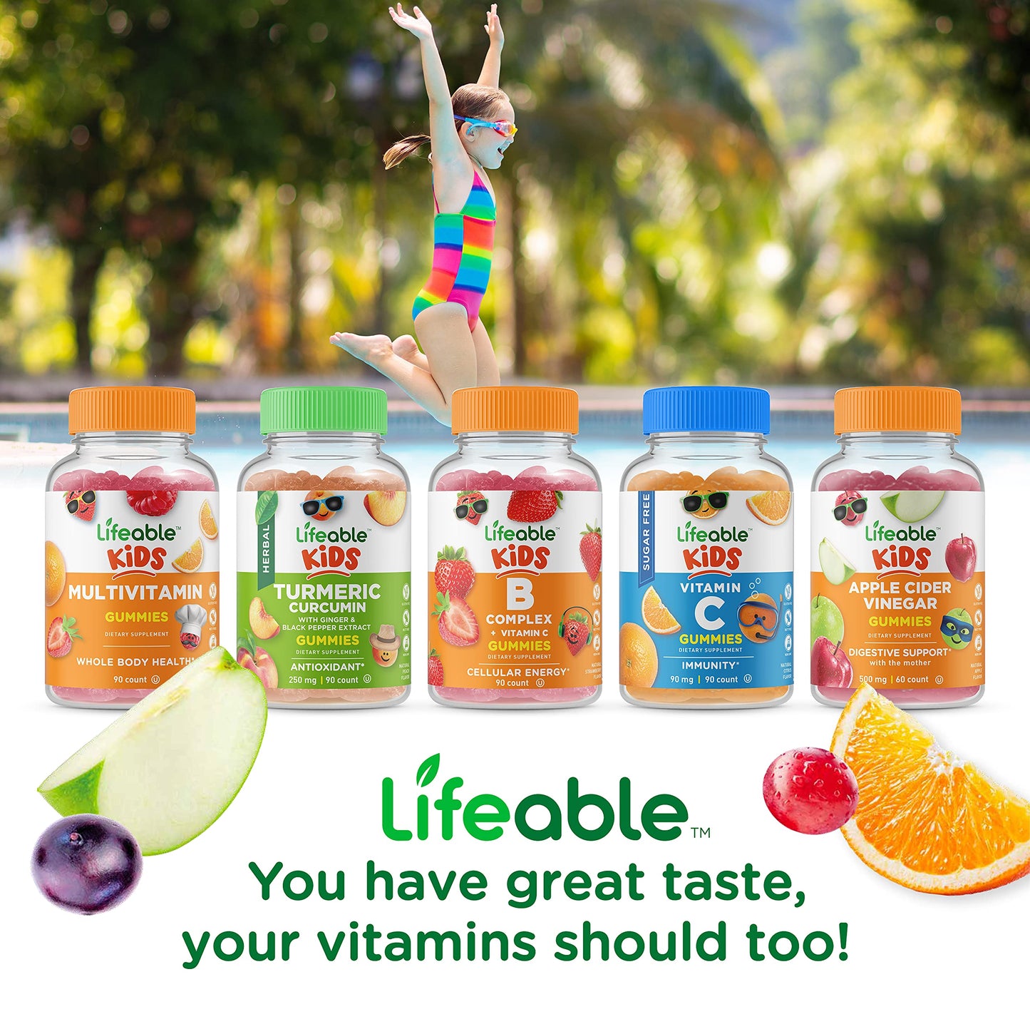 Lifeable Vitamin B12 + B Complex Gummies for Kids, Sugar Free, Gluten Free, GMO Free, 180 Gummies