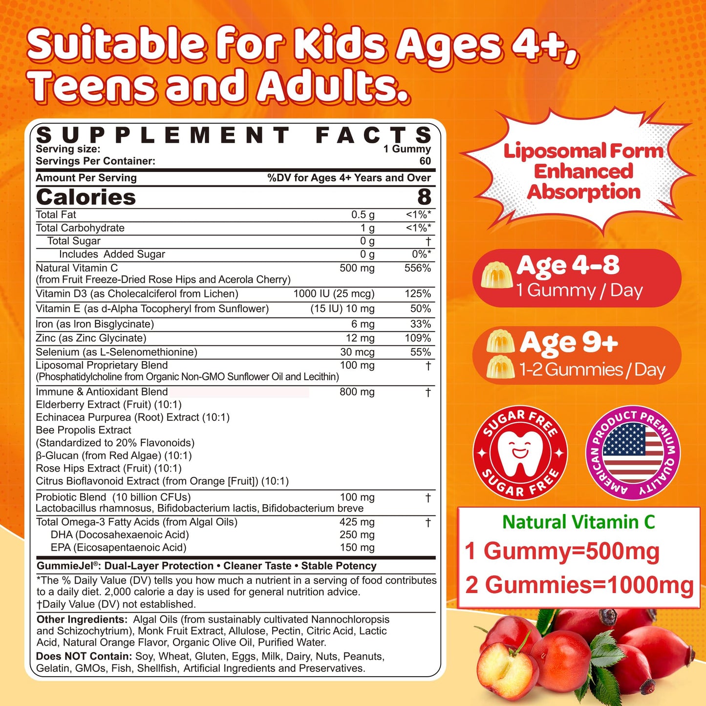 LILICARE Liposomal Vitamin C Gummies 120 Gummies
