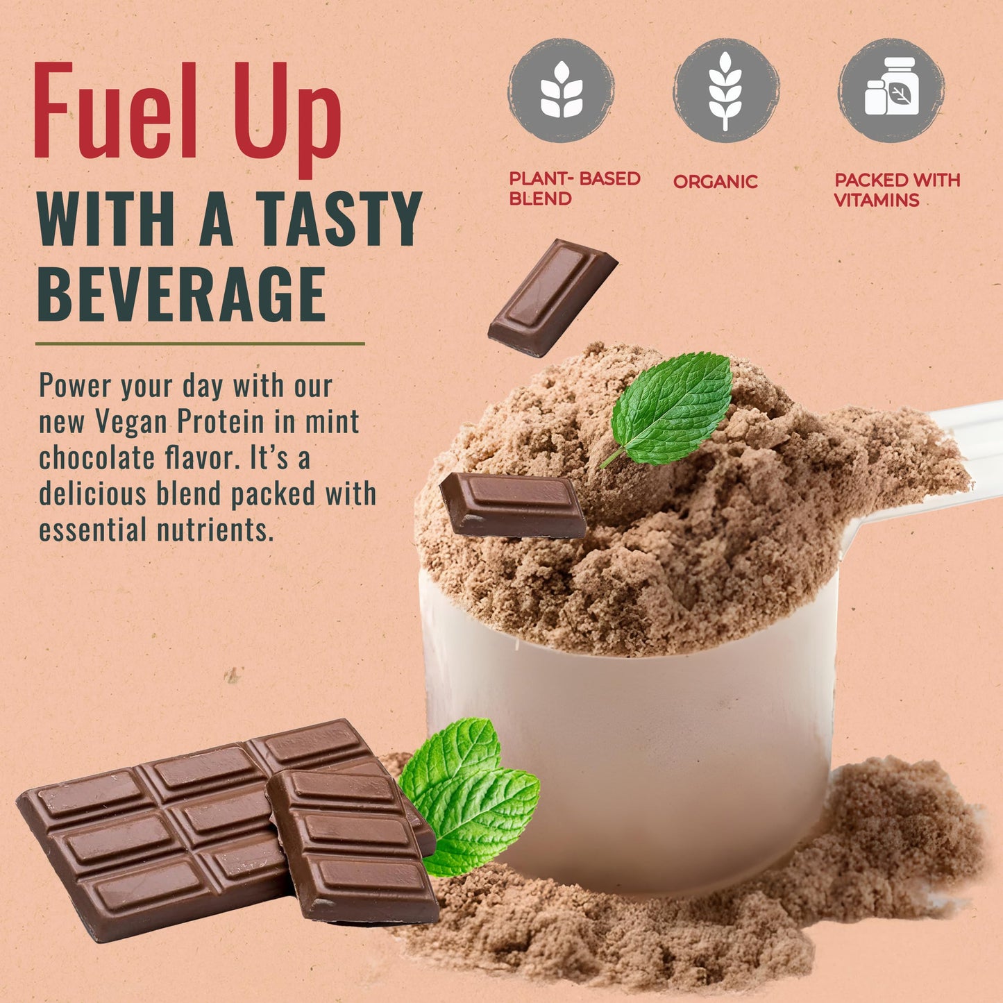 zenbodi Fuel Vegan Protein Powder Mint Chocolate 32 Servings, 2 lb