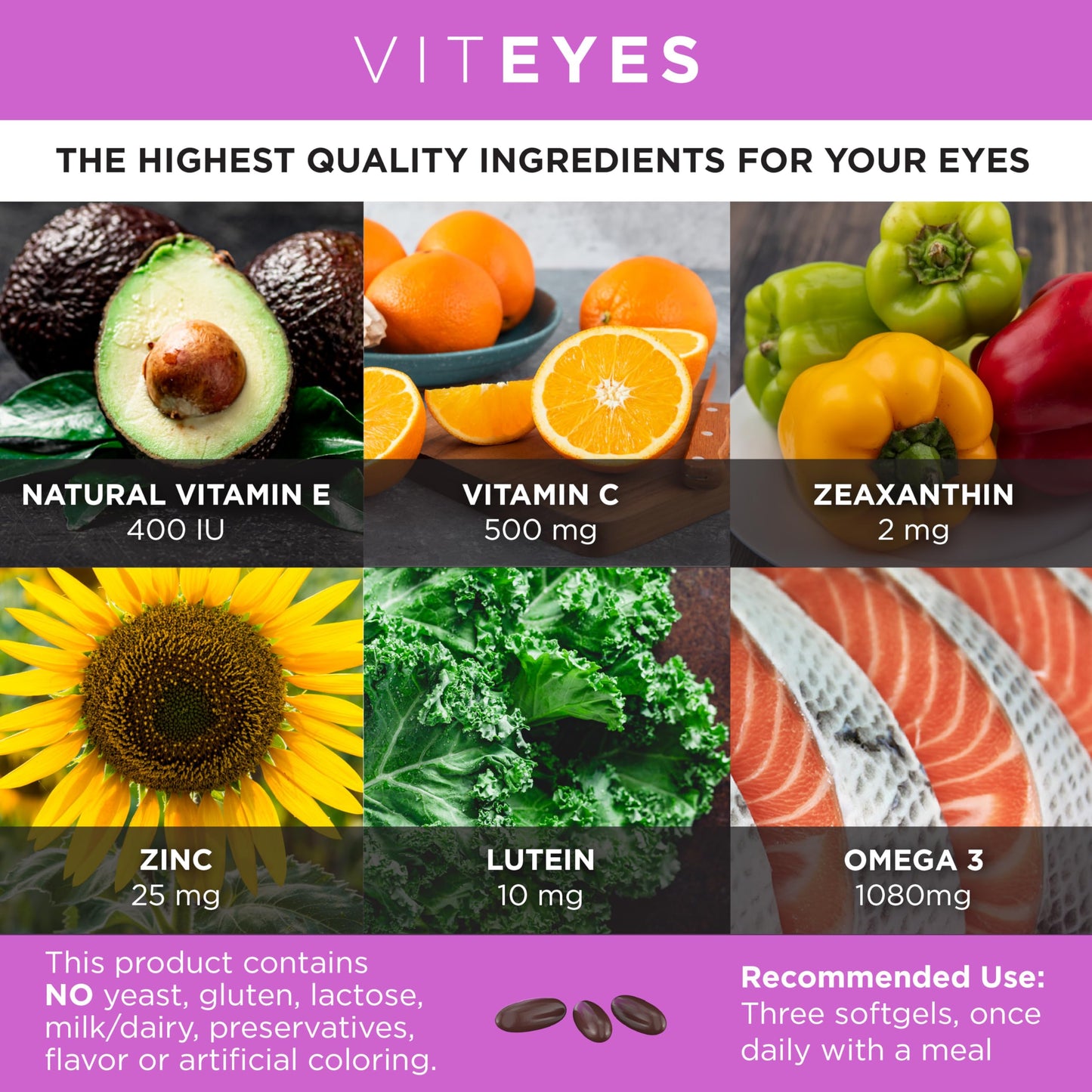 Viteyes AREDS 2 + Omega-3 Macular Support Softgels, 270 Softgels