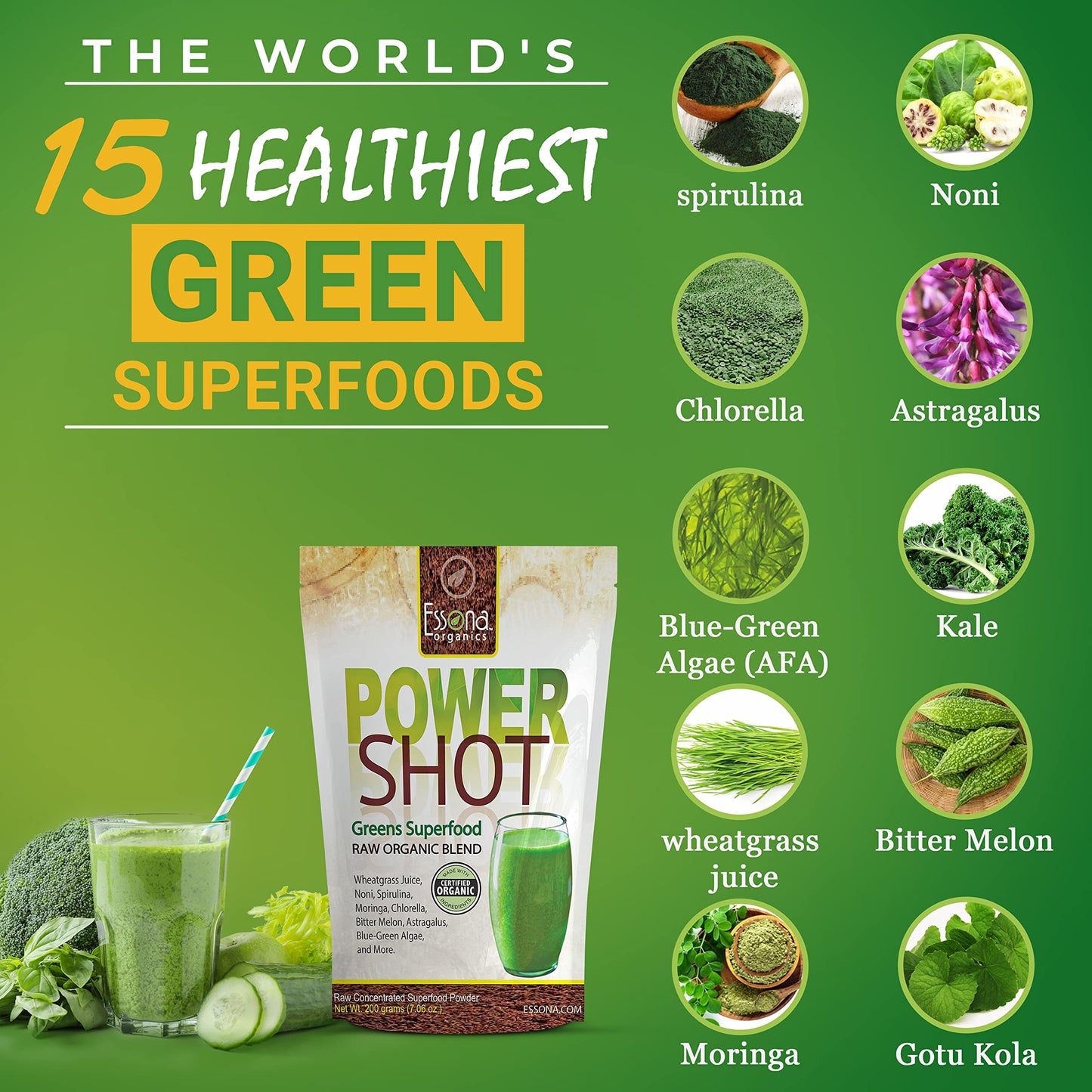Vitesse Power Shot Greens Superfood Blend Powder 6.3 oz