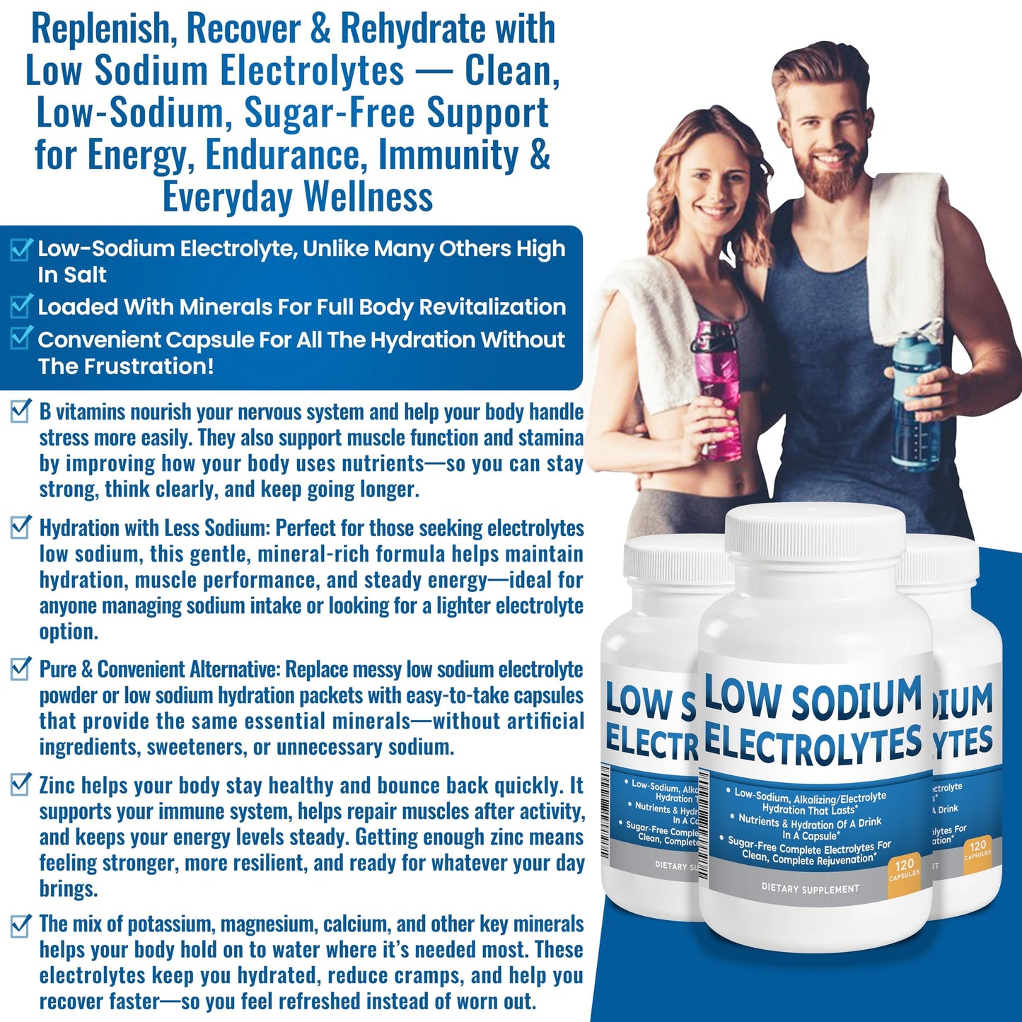 Kidney Restore Low-Sodium Electrolyte Supplement Capsules, 120 Count