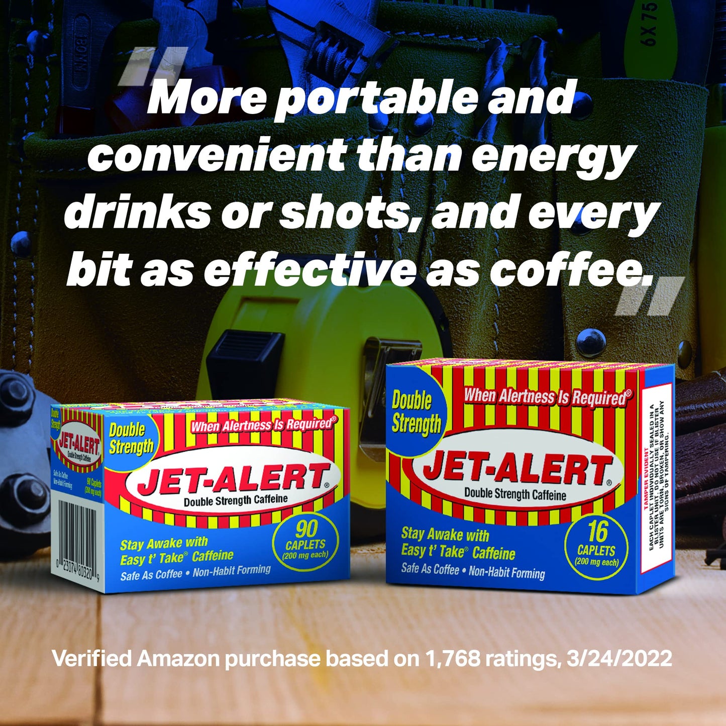 Jet-Alert Caffeine Tablets 200 mg, 90 Count