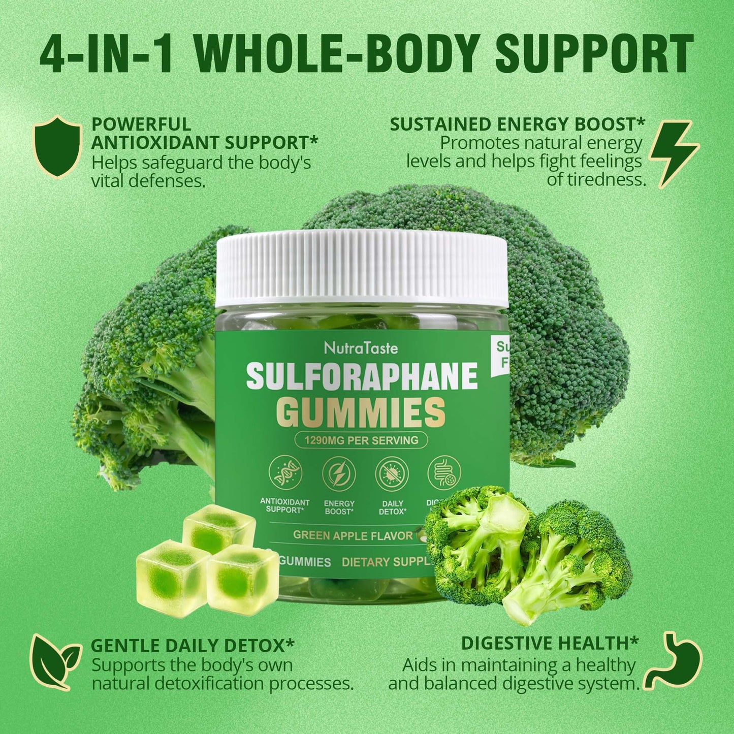 NUTRATASTE HEALTHIER CHOICE RICHER TASTE Liposomal Sulforaphane Supplement 450mg Gummy, 60 Gummies